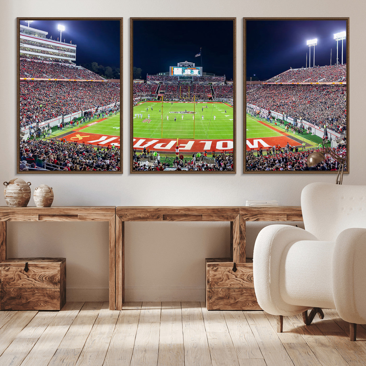 MGV-FC-60X30-3P - NC State Wolfpack Canvas Print - Raleigh Carter-Finley Stadium Wall Art, Football Team Canvas Print