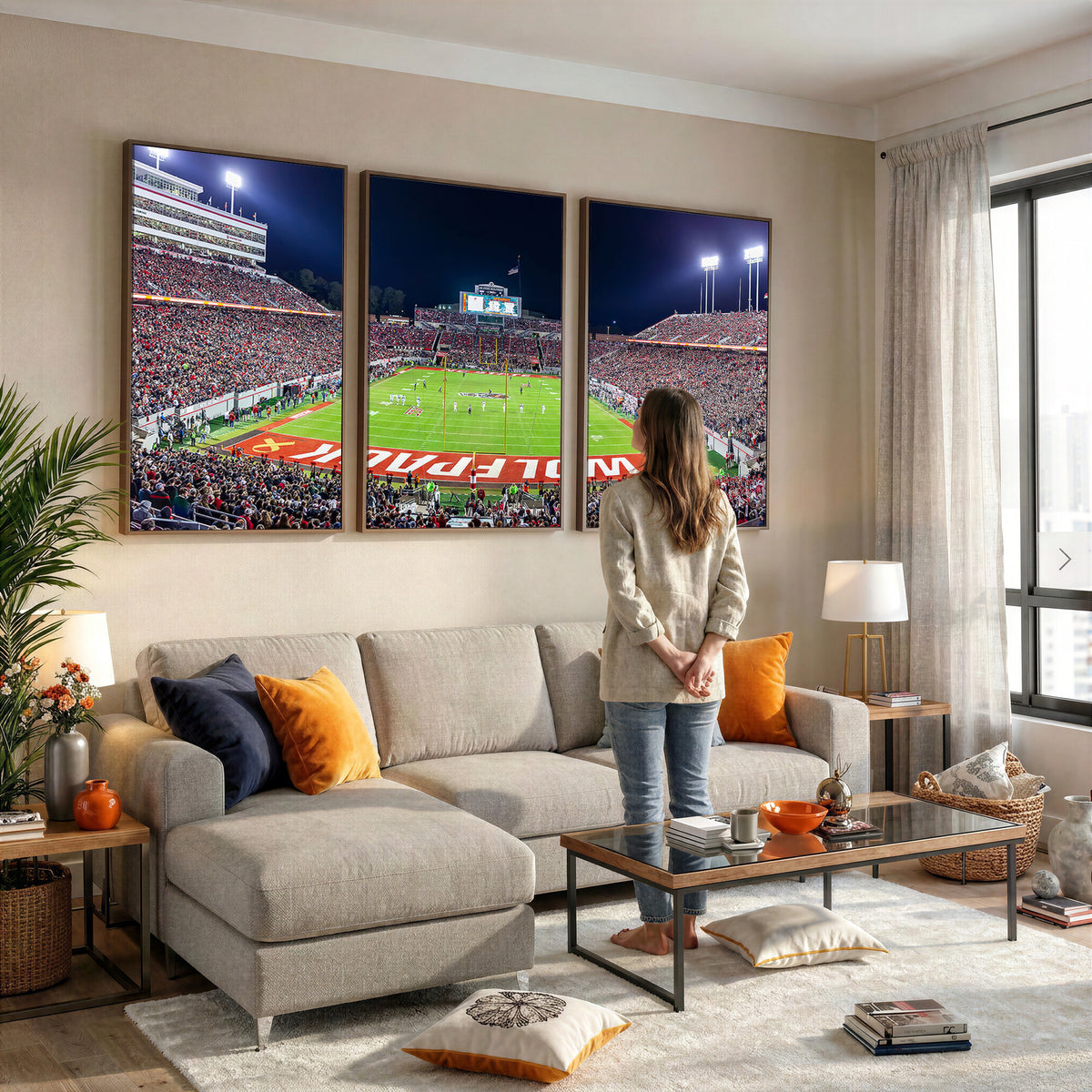 23086-MGV-CV-36X24 - NC State Wolfpack Canvas Print - Raleigh Carter-Finley Stadium Wall Art, Football Team Canvas Print