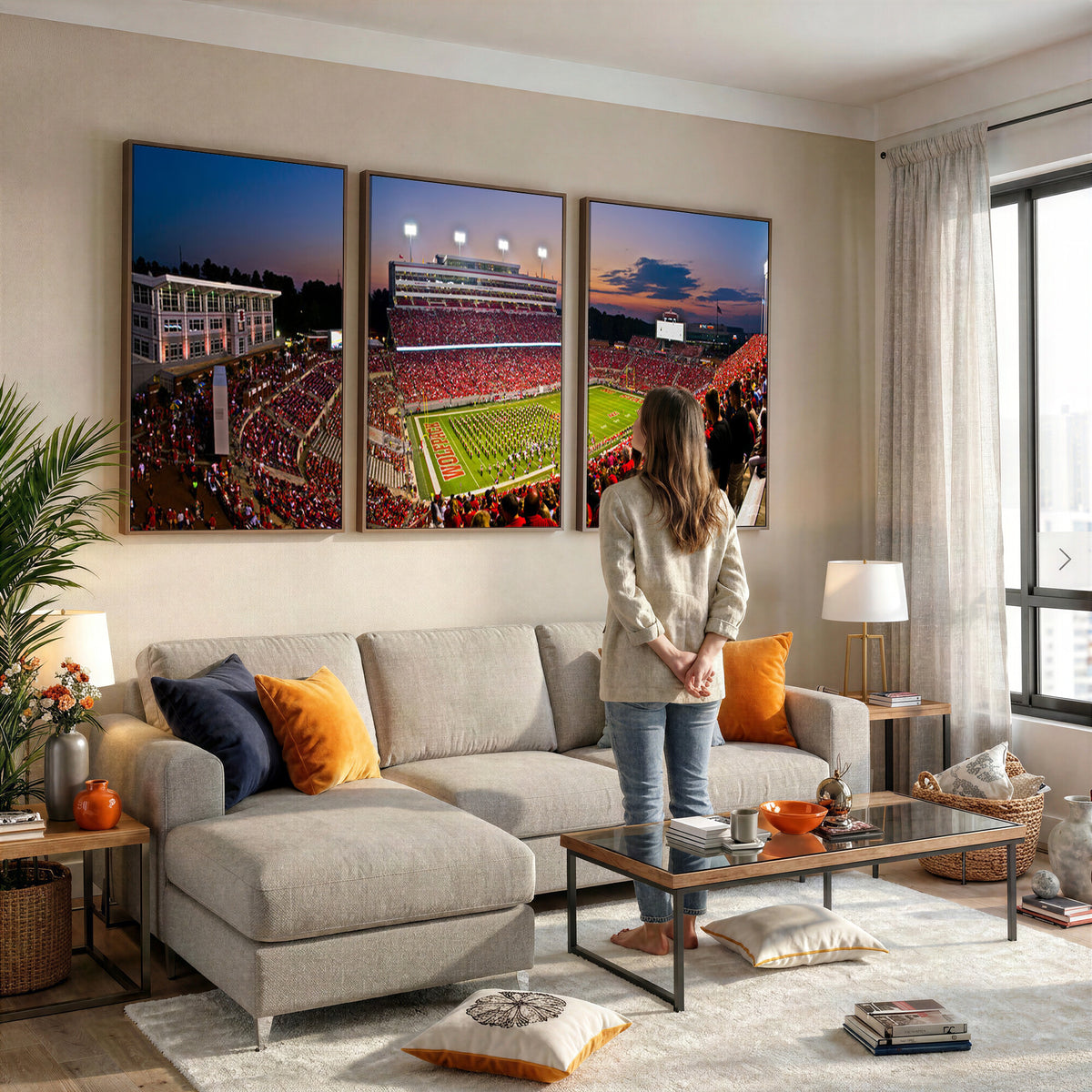 87655-MGV-CV-36X24 - NC State Wolfpack Football Team Print - Raleigh Carter-Finley Stadium Wall Art Canvas Print
