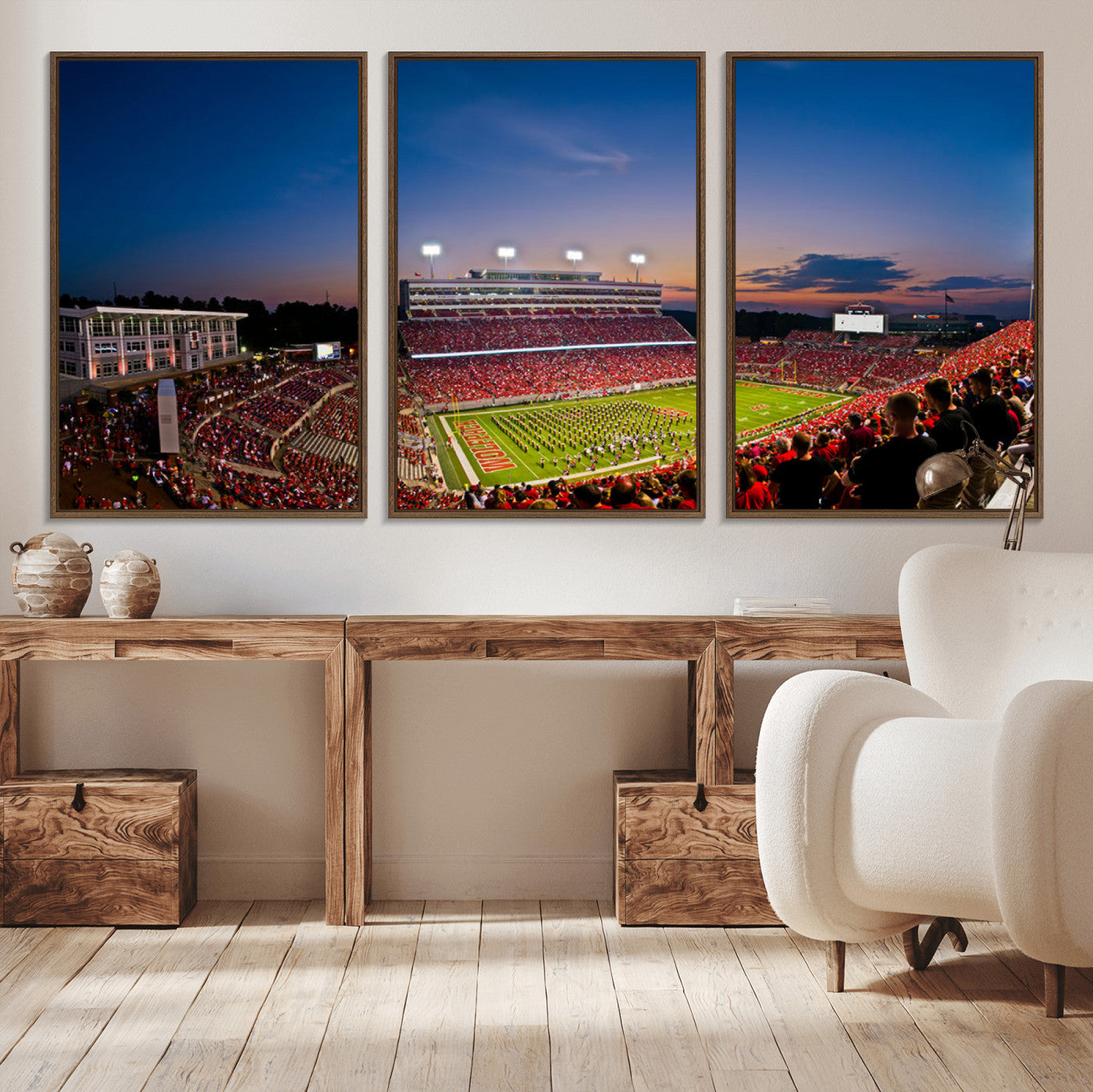MGV-FC-60X30-3P - NC State Wolfpack Football Team Print - Raleigh Carter-Finley Stadium Wall Art Canvas Print