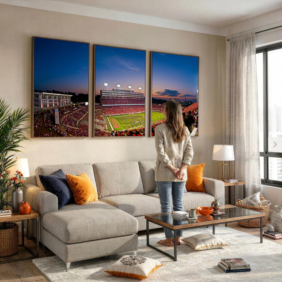 33313-MGV-CV-36X24 - NC State Wolfpack Football Team Print - Raleigh Carter-Finley Stadium Wall Art Canvas Print