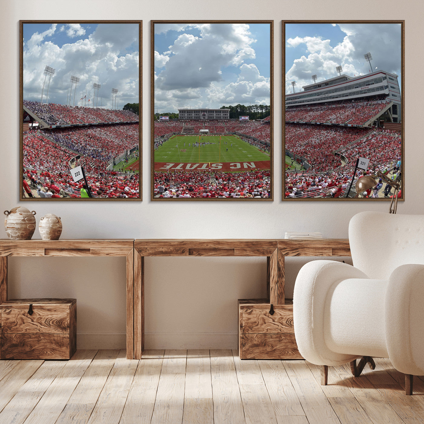 30640-MGV-CV-36X24-NC State Wolfpack Football Team Print Canvas- Raleigh Carter-Finley Stadium Wall Art Canvas Print