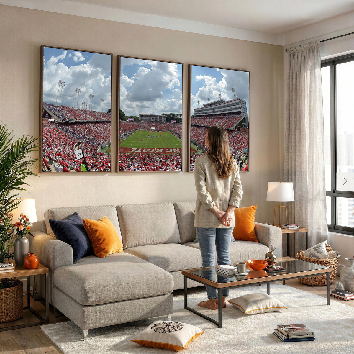 30640-MGV-CV-36X24 - NC State Wolfpack Football Team Print Canvas- Raleigh Carter-Finley Stadium Wall Art Canvas Print