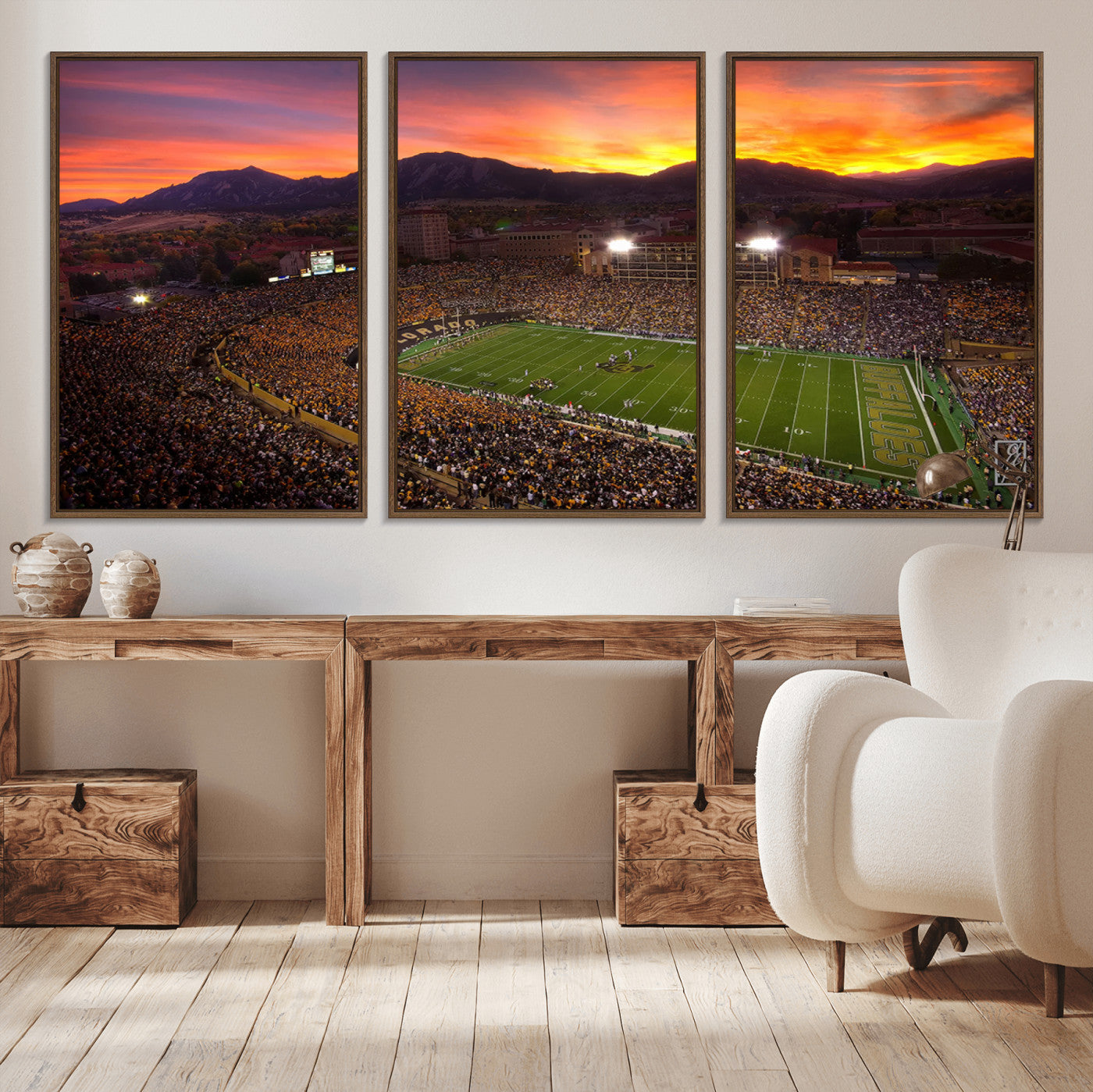 MGV-FC-60X30-3P - Colorado Buffaloes Football Team Print - Boulder Folsom Field Stadium Wall Art Canvas Print