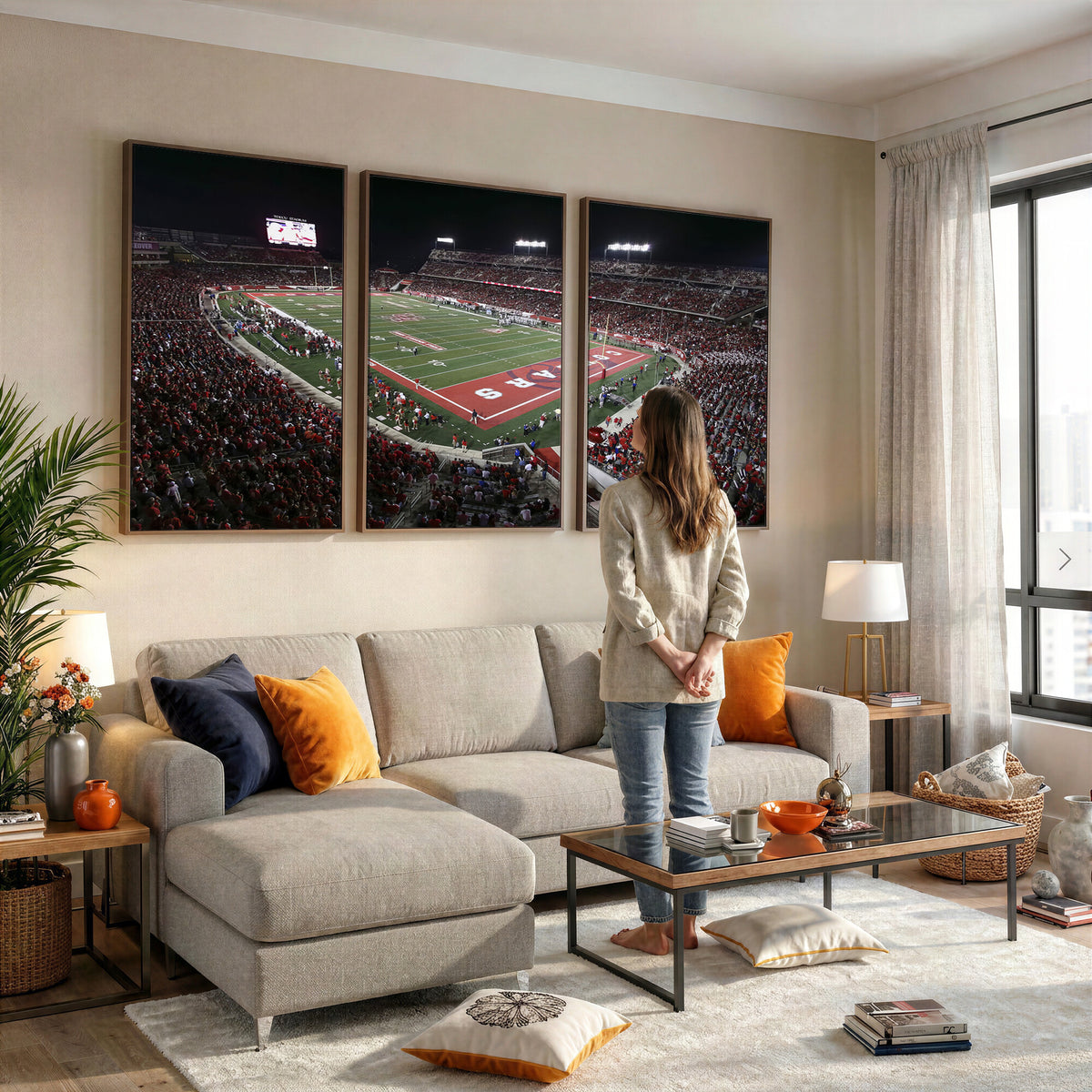 94207-MGV-CV-36X24 - Houston Cougars Football Team Print - Houston TDECU Stadium Wall Art Canvas Print