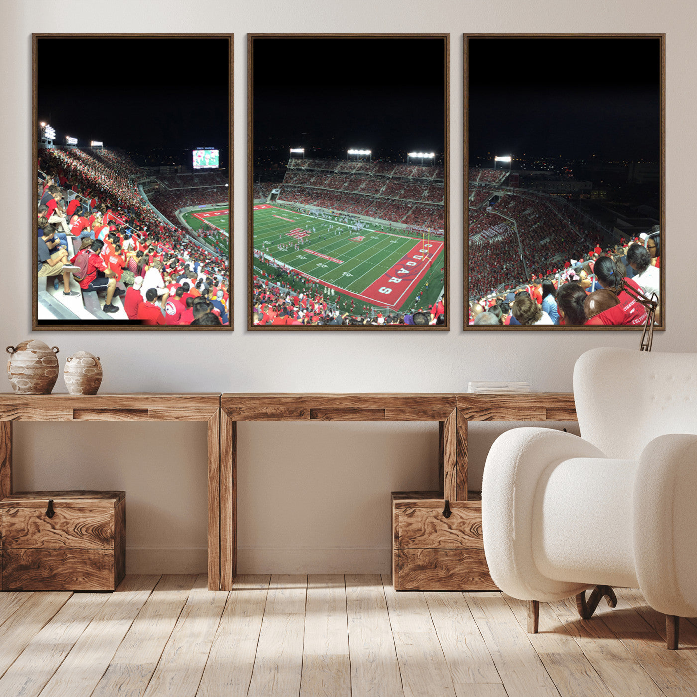 MGV-FC-60X30-3P - Houston Cougars Football Team Print - Houston TDECU Stadium Wall Art Canvas Print