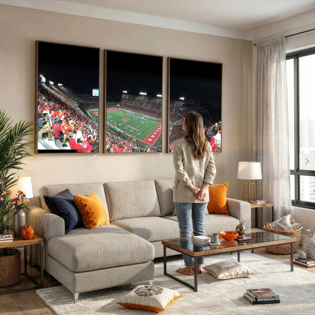 67036-MGV-CV-36X24 - Houston Cougars Football Team Print - Houston TDECU Stadium Wall Art Canvas Print