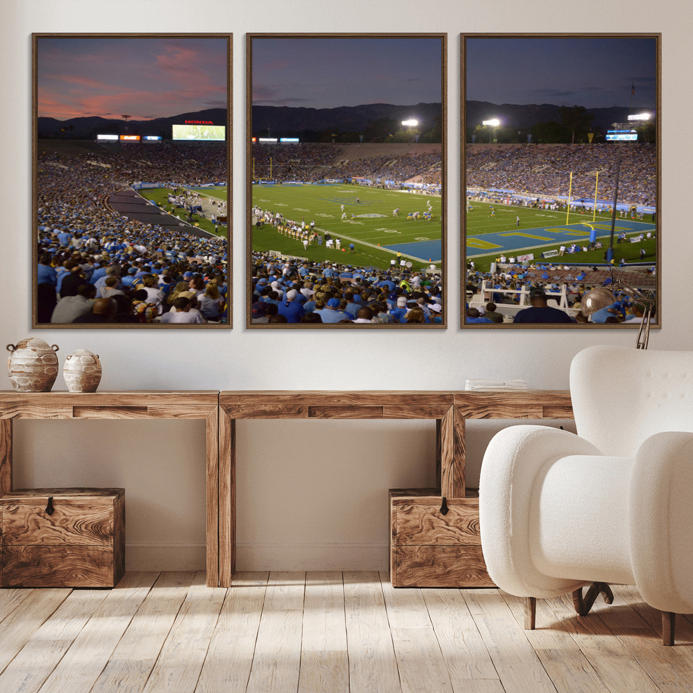 90359-MGV-CV-36X24-UCLA Bruins Football Team Print - Pasadena Rose Bowl Stadium Wall Art Canvas Print