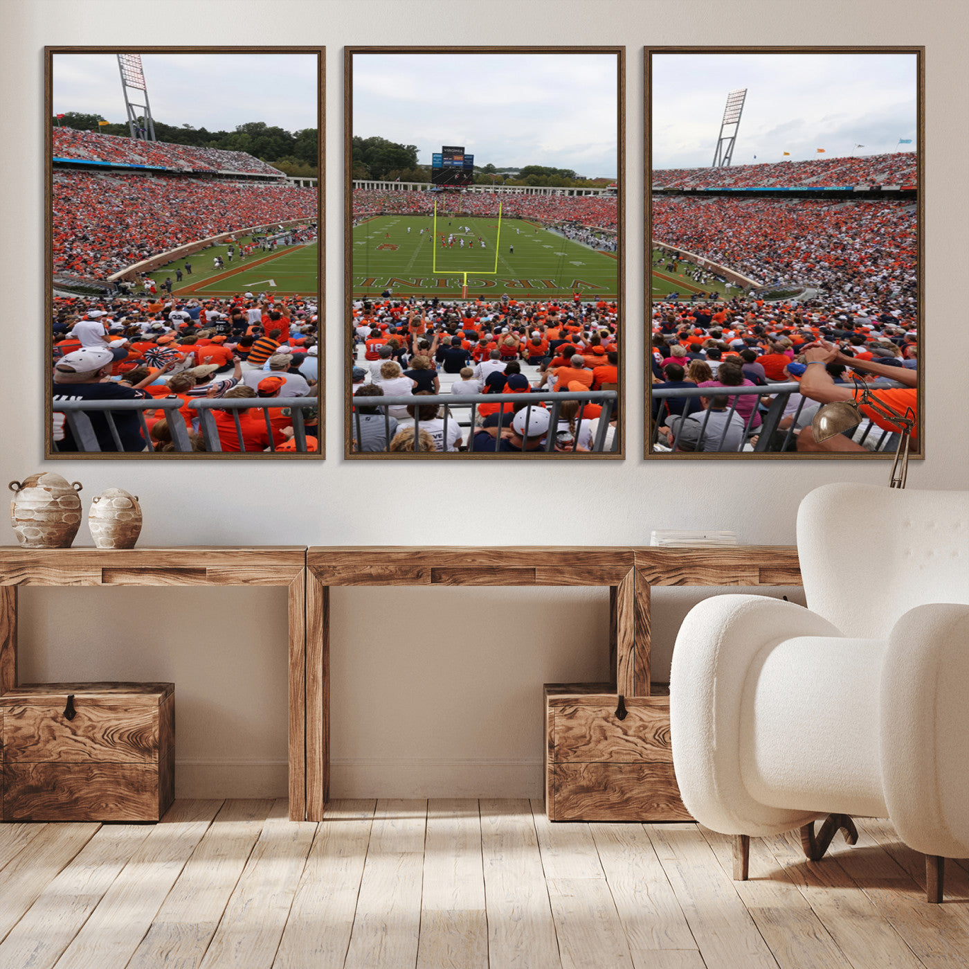 63606-MGV-CV-80X40-5P-Virginia Cavaliers Football Team Print - Charlottesville Scott Stadium Print Wall Art Canvas