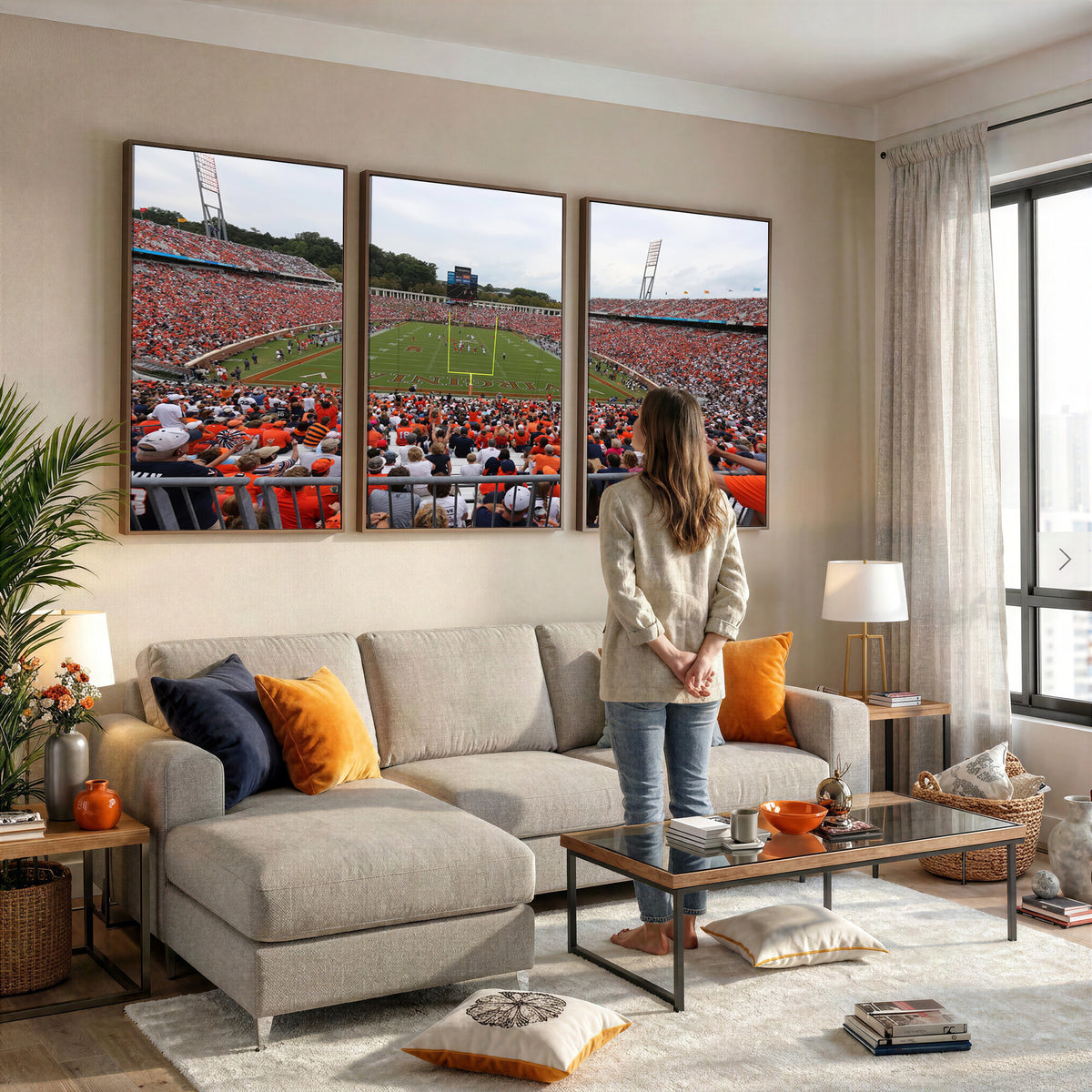 63606-MGV-CV-36X24 - Virginia Cavaliers Football Team Print, Charlottesville, Extra Large Game Room Wall Decor