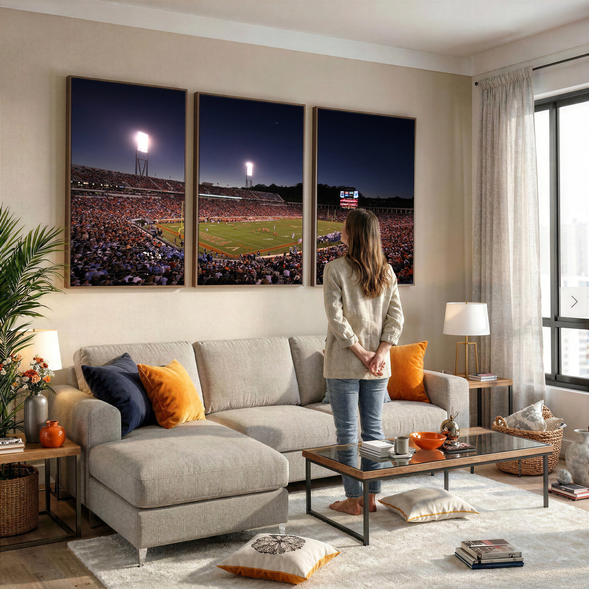 69378-MGV-CV-36X24 - Virginia Cavaliers Football Team Print - Charlottesville Scott Stadium Canvas Print Wall Art