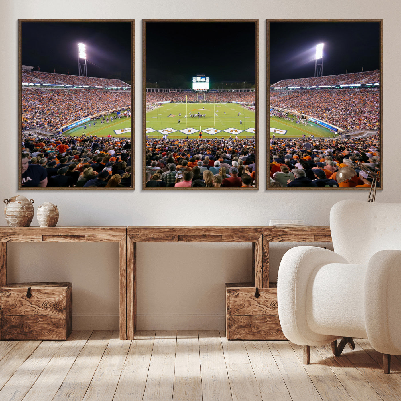 MGV-FC-60X30-3P - Virginia Cavaliers Football Team Print - Charlottesville Scott Stadium Wall Art Canvas Print