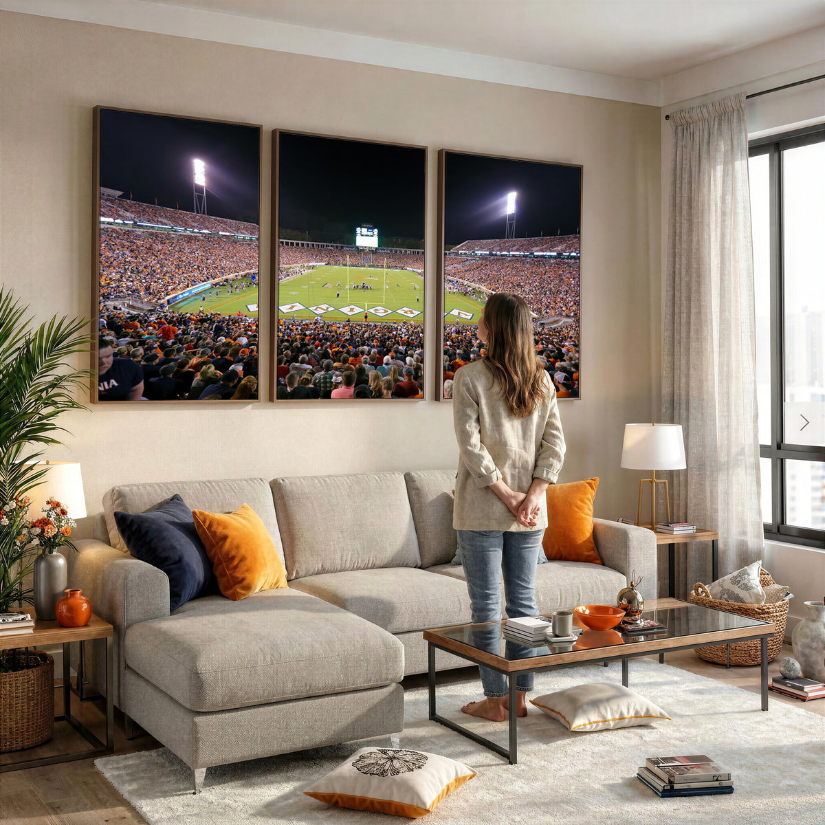 98441-MGV-CV-36X24 - Virginia Cavaliers Football Team Print - Charlottesville Scott Stadium Wall Art Canvas Print