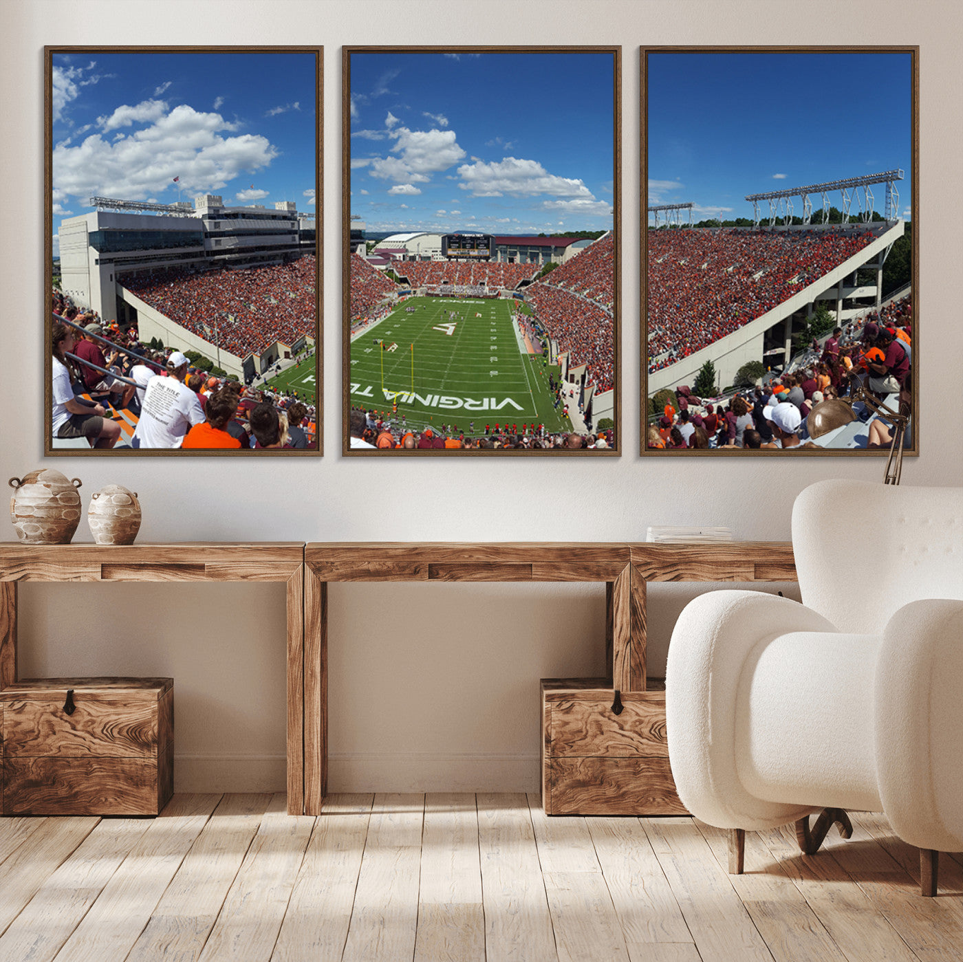 MGV-FC-60X30-3P - Virginia Tech Hokies Football Team Print - Blacksburg Lane Stadium Wall Art Canvas Print