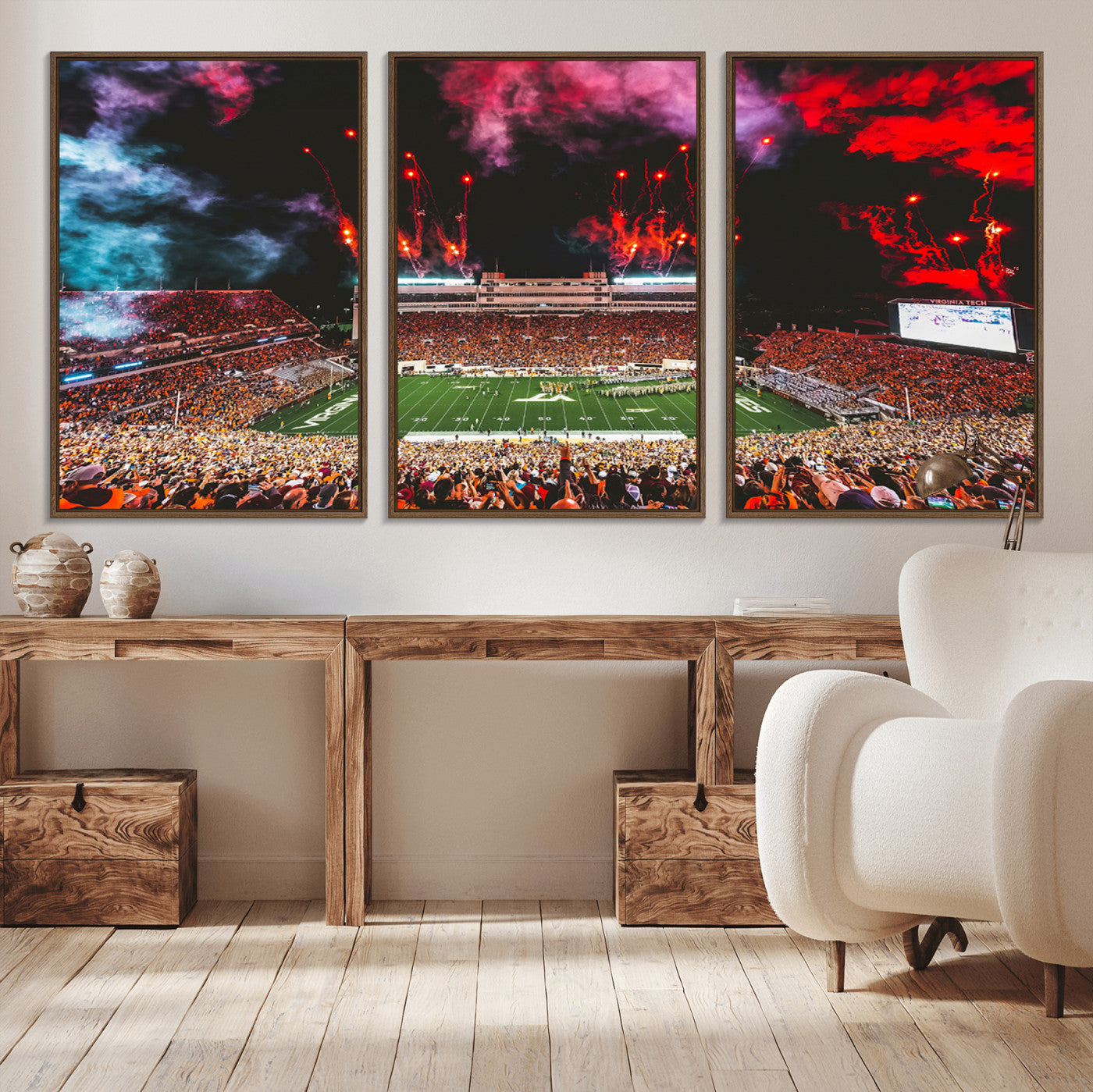 MGV-FC-60X30-3P - Virginia Tech Hokies Football Team Print - Blacksburg Lane Stadium Wall Art Canvas Print