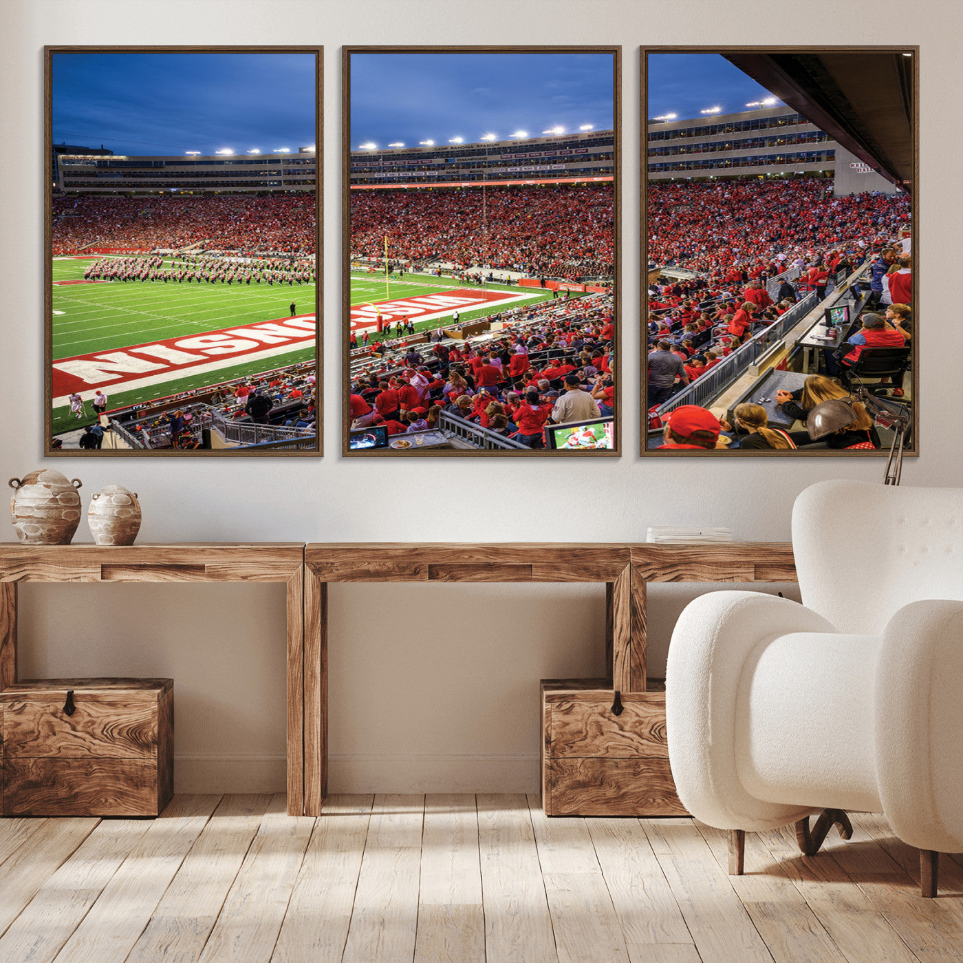 57601-MGV-CV-36X24-Wisconsin Badgers Football Team Print - Madison Camp Randall Stadium Wall Art, Wisconsin Badgers