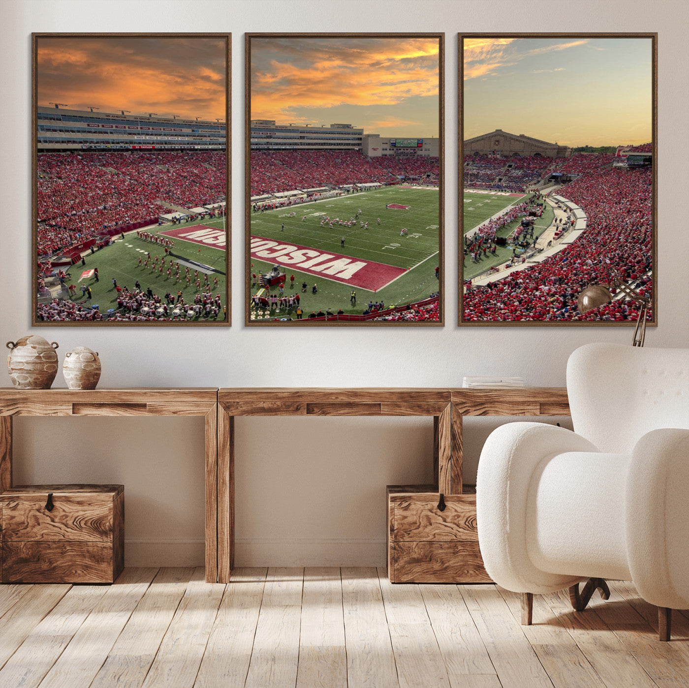 MGV-FC-60X30-3P - Camp Randall Stadium Wisconsin Badgers Large Wall Art Canvas Print | College Football Stadium Wall