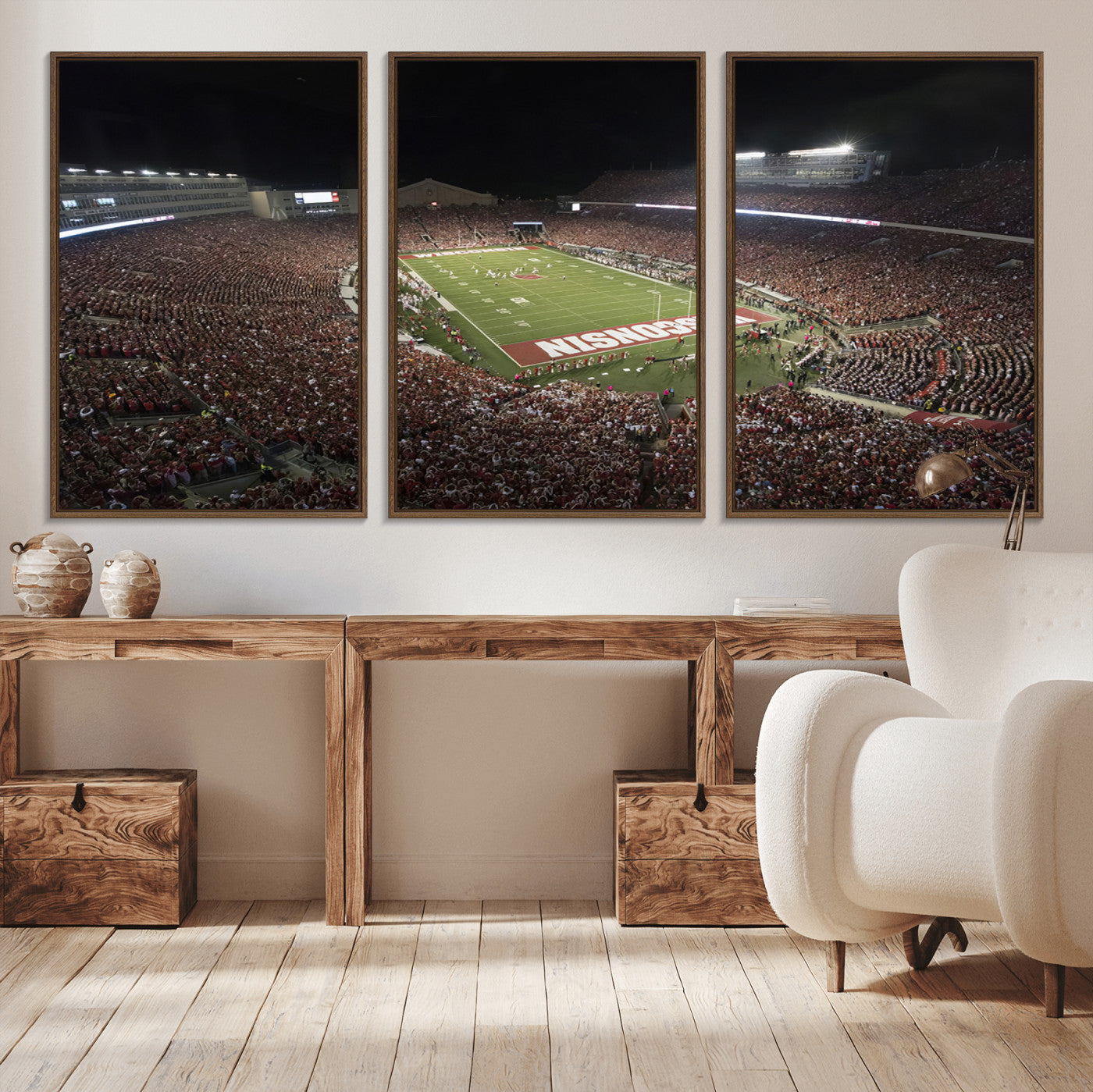MGV-FC-60X30-3P - Wisconsin Badgers Football Team Print - Madison Camp Randall Stadium Wall Art Canvas Print