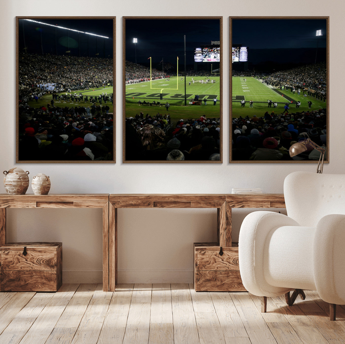 MGV-FC-60X30-3P - Purdue Boilermakers Football Team Print - West Lafayette Ross–Ade Stadium Wall Art Canvas Print