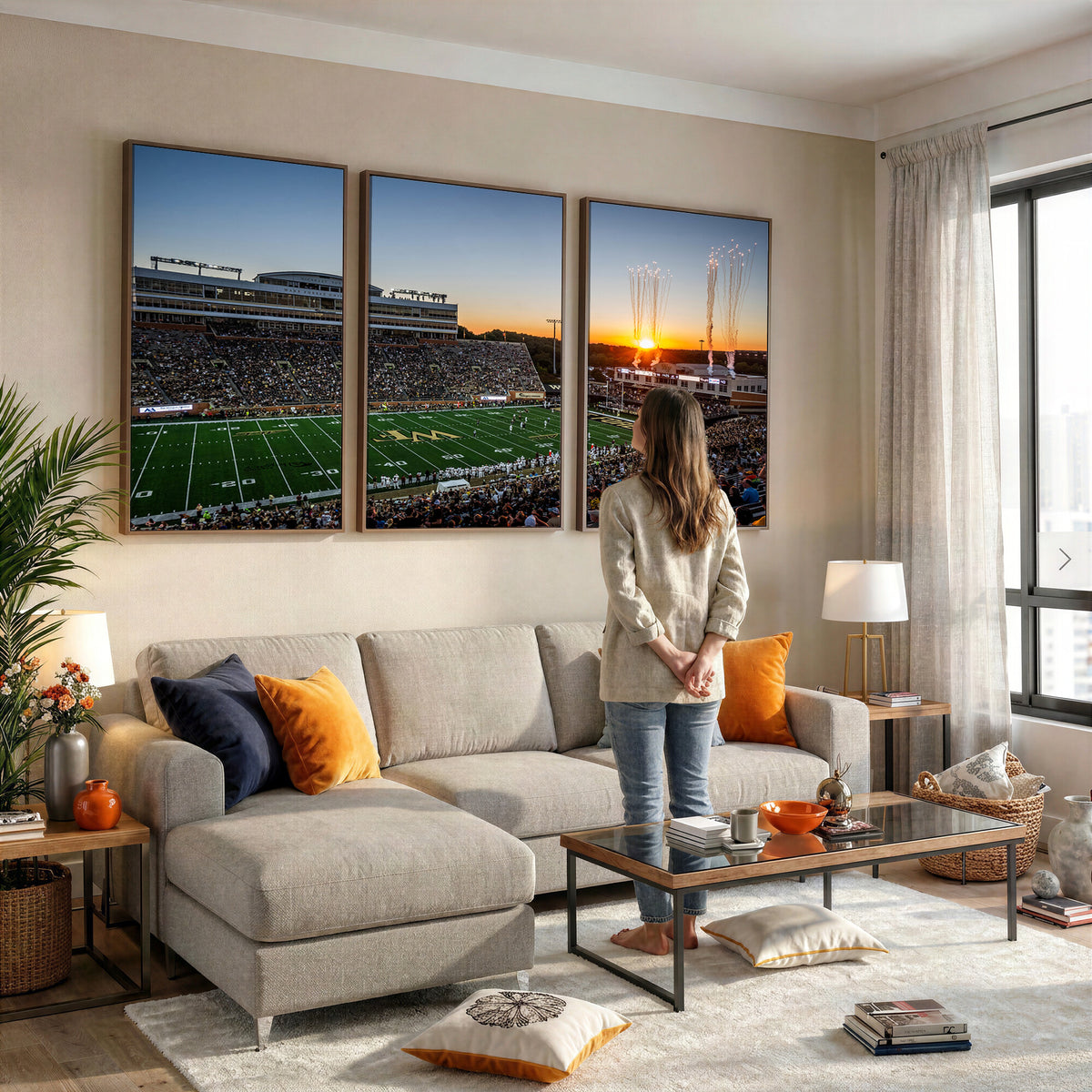 29253-MGV-CV-36X24 - Demon Deacons Football Team Print Canvas- Winston-Salem Allegacy Federal Credit Union Stadium Wall