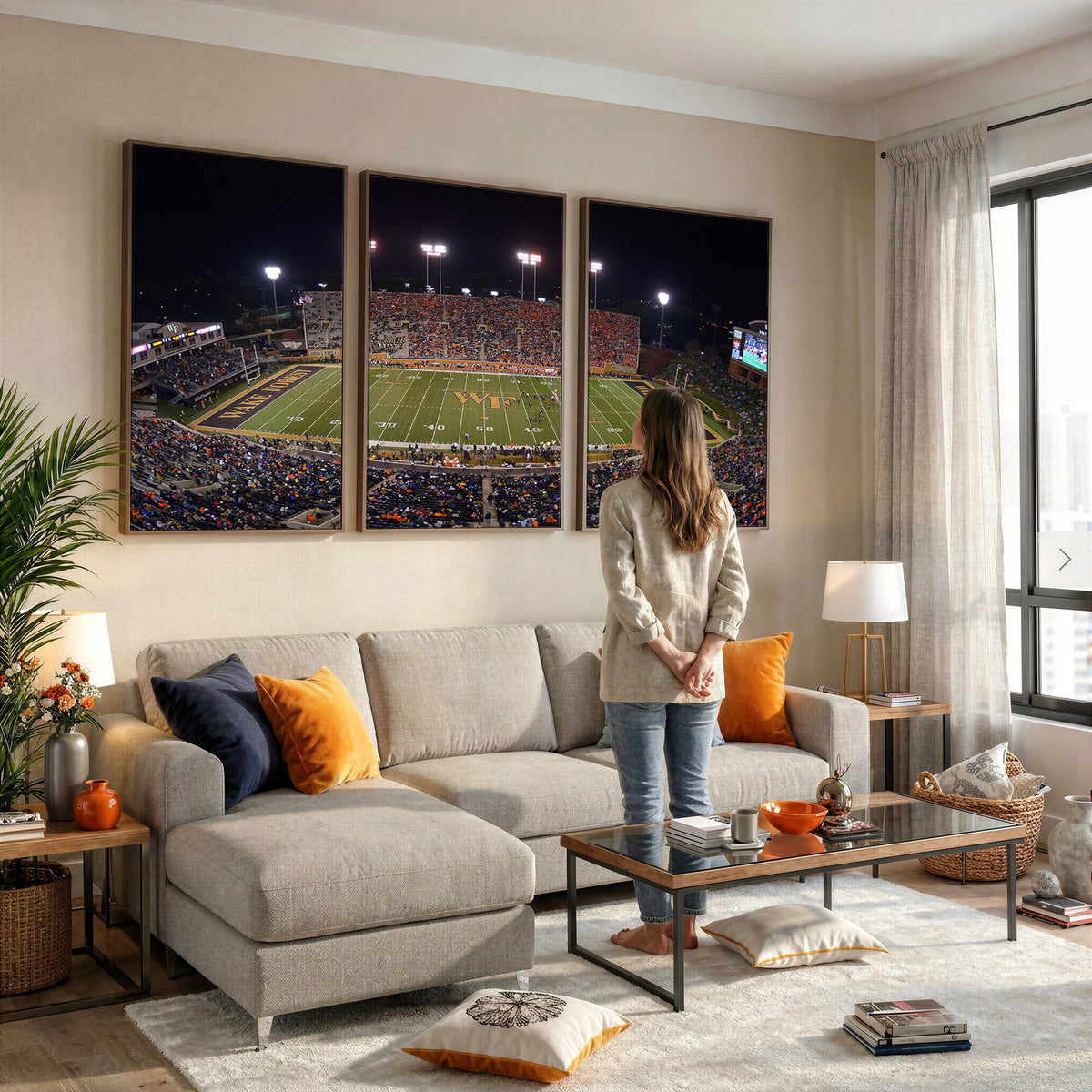 26033-MGV-CV-36X24 - Demon Deacons Print Canvas, Football Team Print
