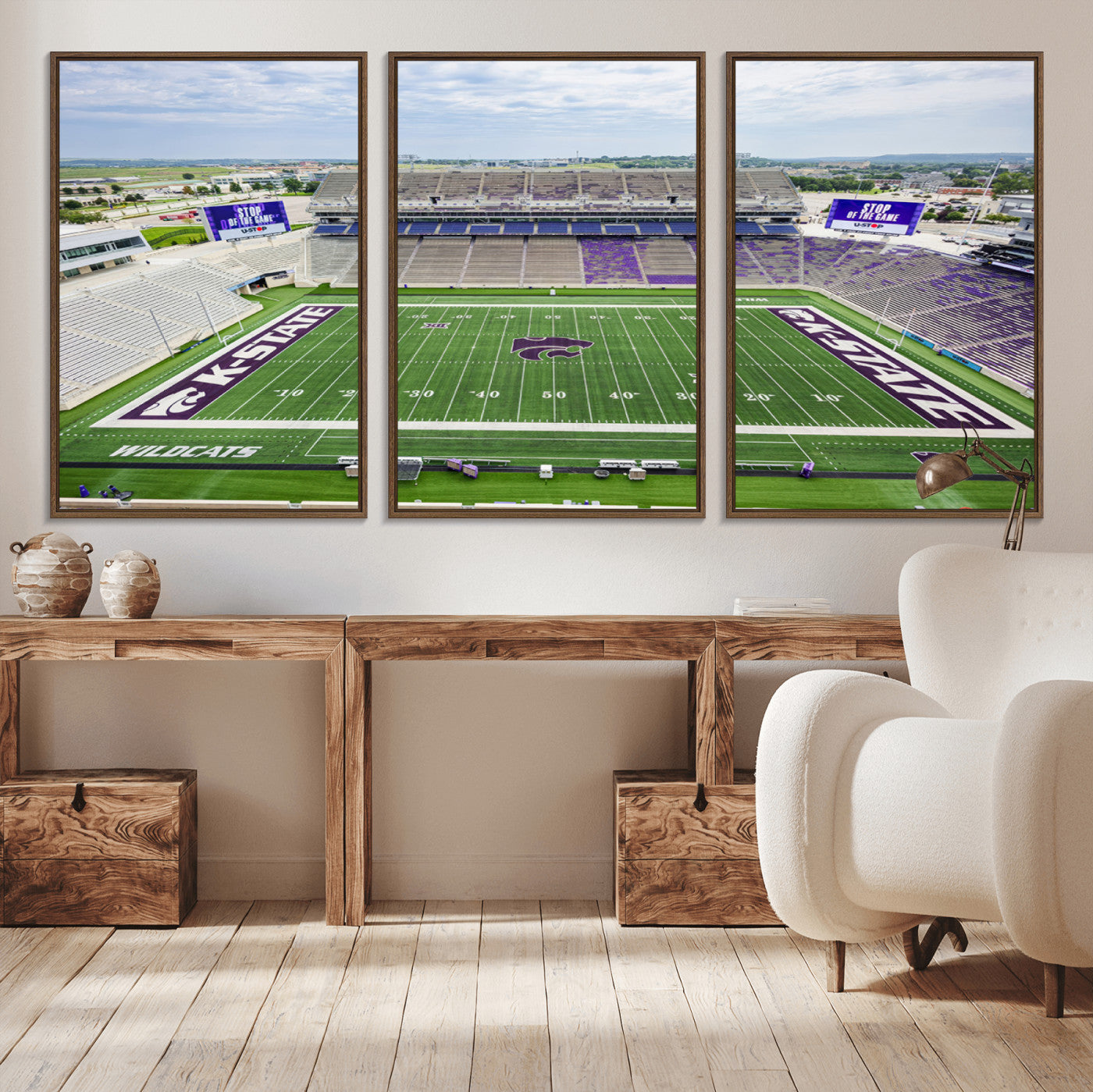 29452-MGV-CV-36X24-KState Wildcats Football Team Print - Manhattan Bill Snyder Family Football Stadium Wall Art Canvas