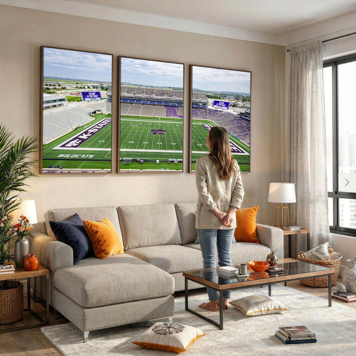 29452-MGV-CV-36X24 - KState Wildcats Football Team Print - Manhattan Bill Snyder Family Football Stadium Wall Art Canvas