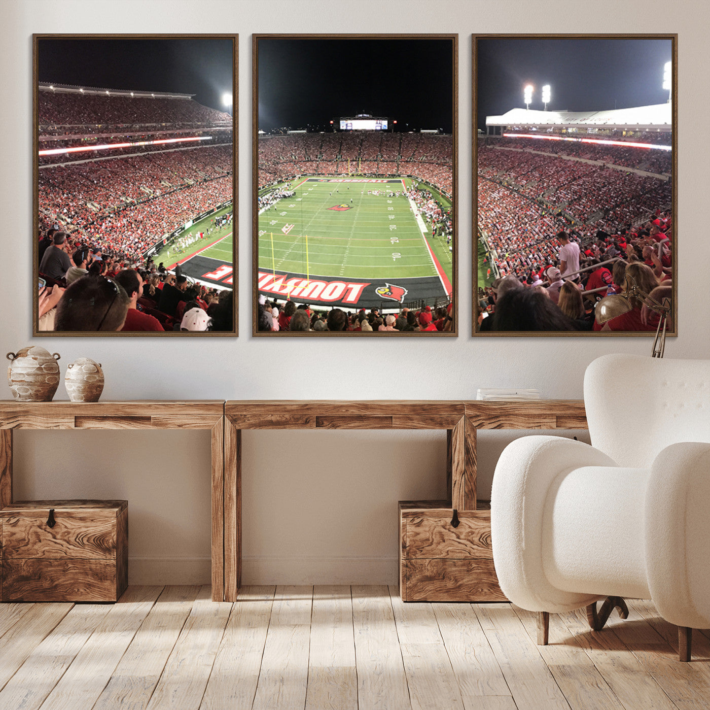 MGV-FC-60X30-3P - University of Louisville Cardinals Football Team Print - Louisville Cardinal Stadium Wall Art Canvas