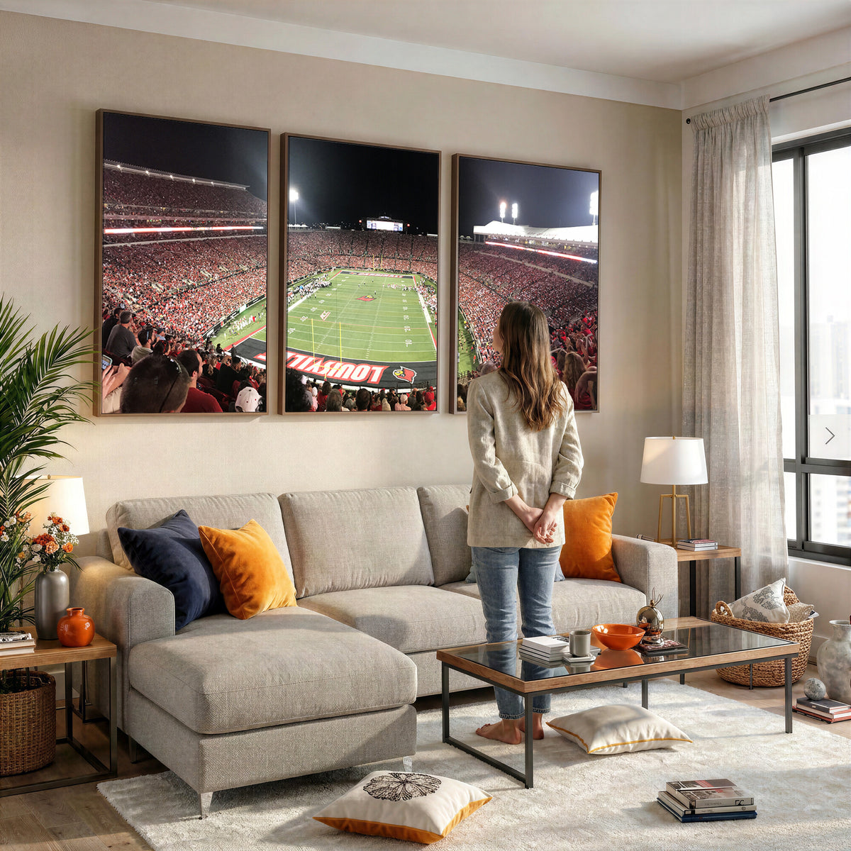 52267-MGV-CV-36X24 - University of Louisville Cardinals Football Team Print - Louisville Cardinal Stadium Wall Art Canvas