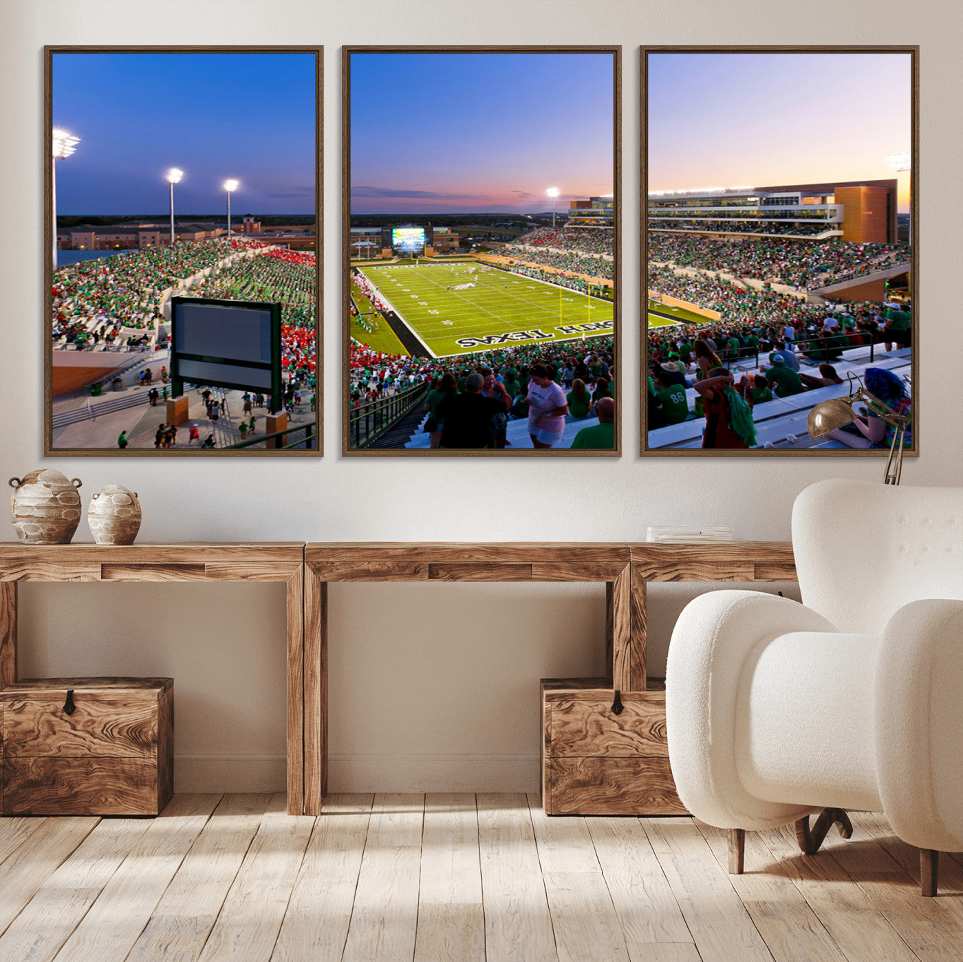MGV-FC-60X30-3P - University of North Texas Mean Green Football Team Print - Denton DATCU Stadium Canvas Print Wall