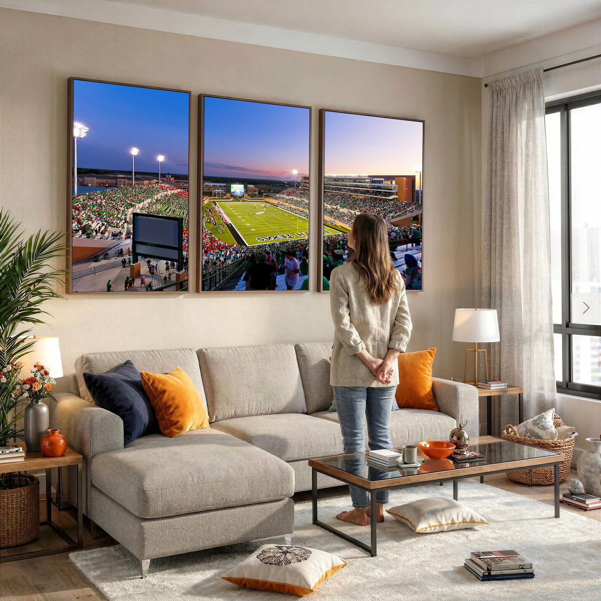 25916-MGV-CV-36X24 - University of North Texas Mean Green Football Team Print - Denton DATCU Stadium Canvas Print Wall