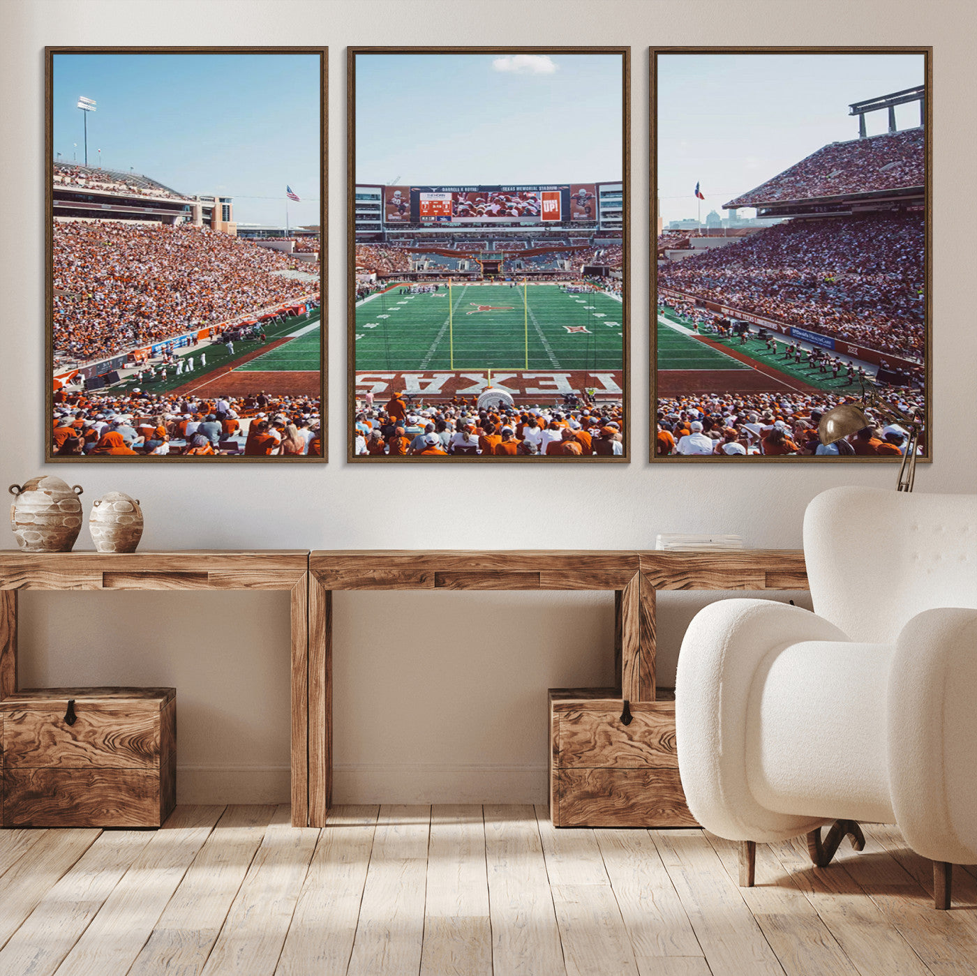MGV-FC-60X30-3P - Framed Texas Memorial Stadium Canvas, University of Texas Longhorns Football Team Print - Austin