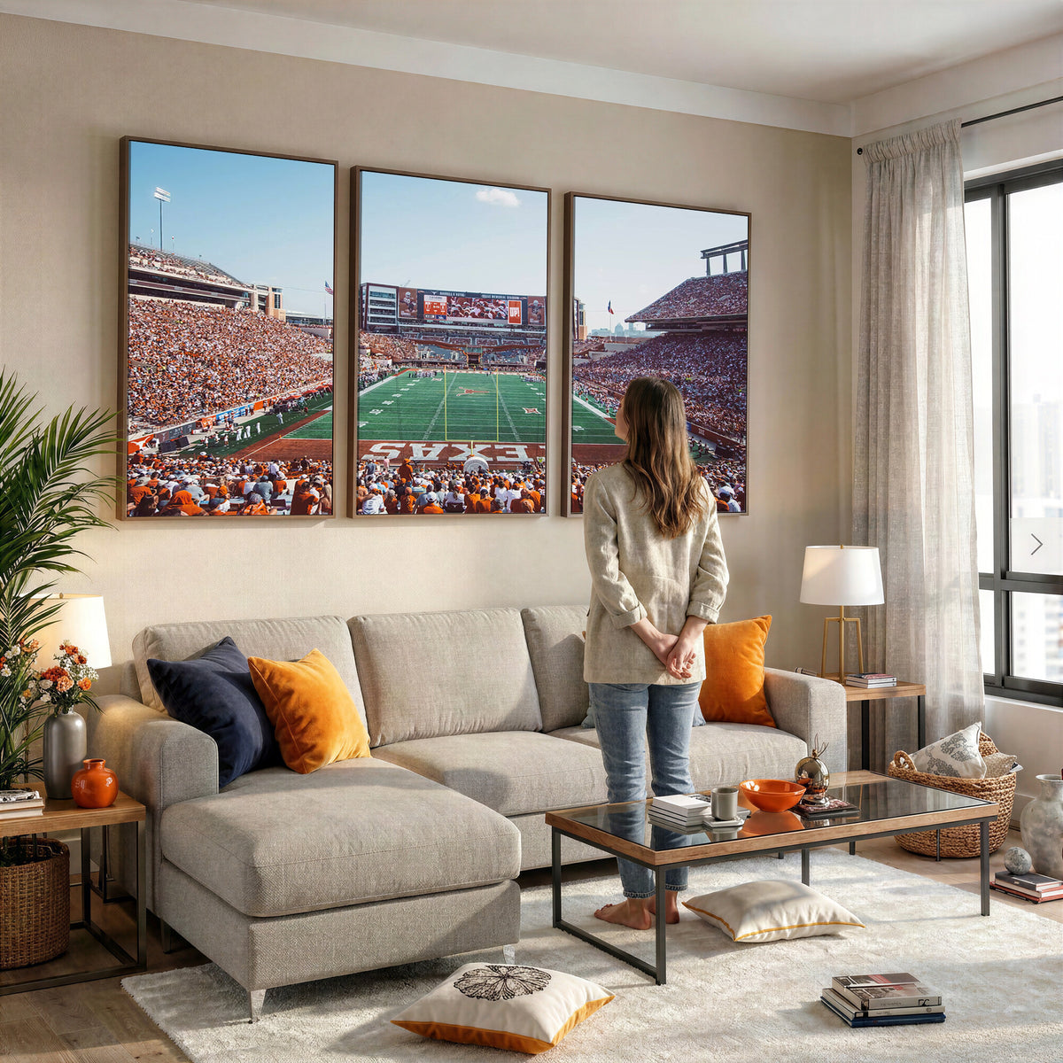 14826-MGV-CV-36X24 - Framed Texas Memorial Stadium Canvas, University of Texas Longhorns Football Team Print - Austin