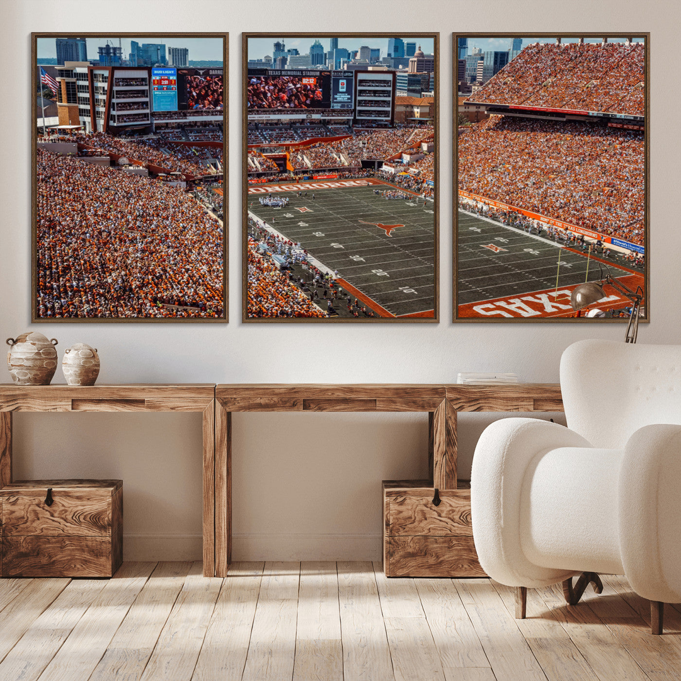 MGV-FC-60X30-3P - University of Texas Longhorns Football Team Print - Austin Darrell K Royal-Texas Memorial Stadium
