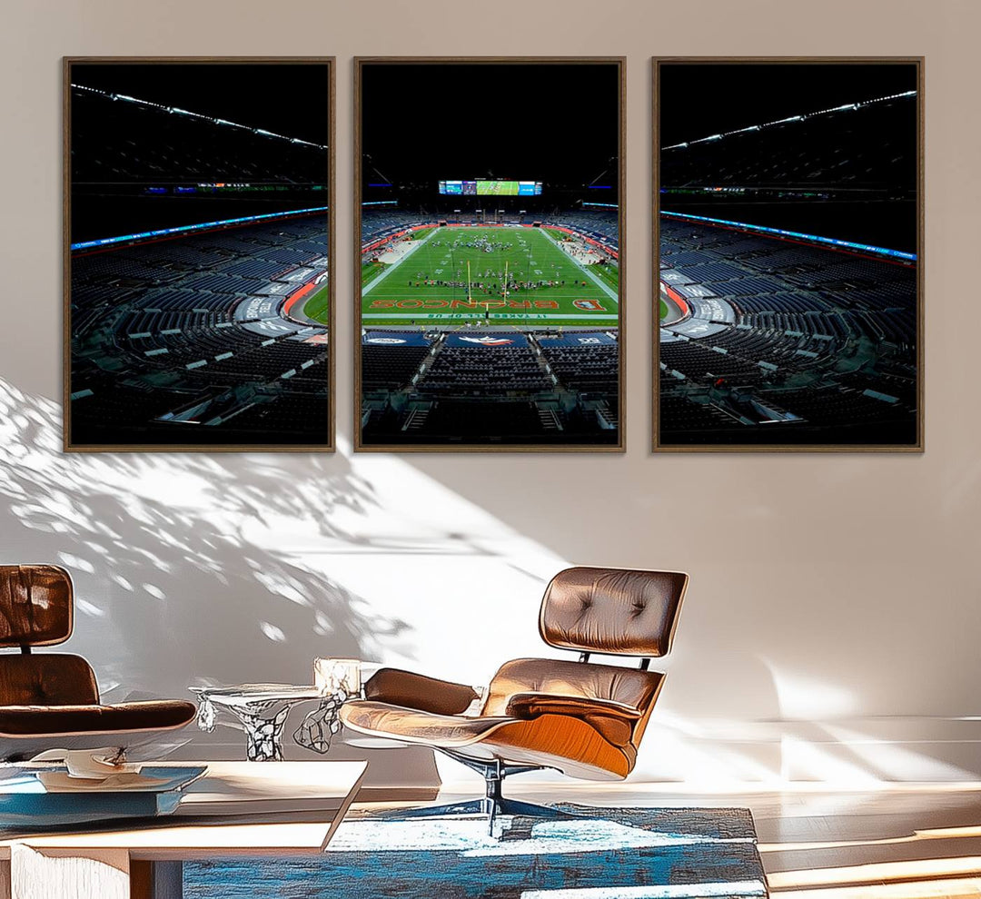 Museum-quality canvas print of Denver Broncos Empower Field at Mile High Stadium.