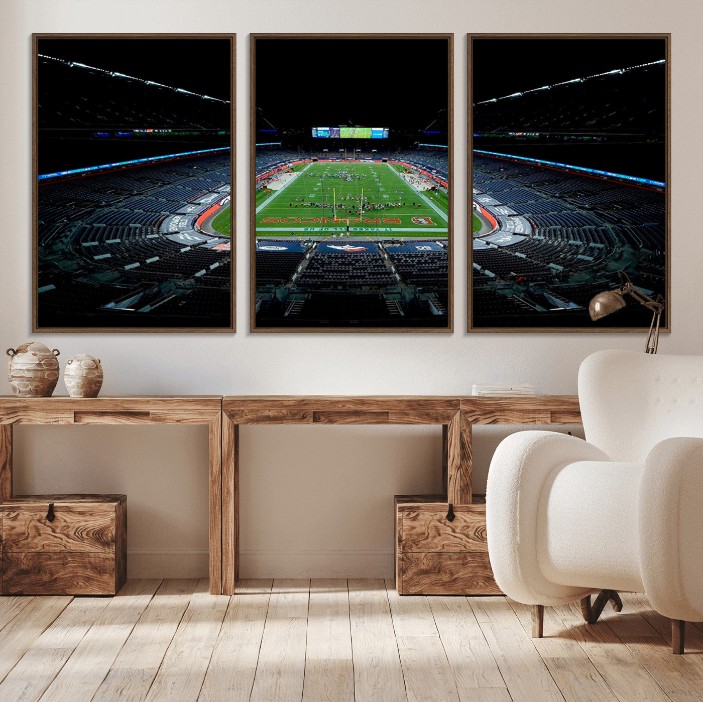 MGV-FC-60X30-3P - Denver Broncos Football Team Print Canvas- Denver Empower Field at Mile High Stadium Wall Art Canvas
