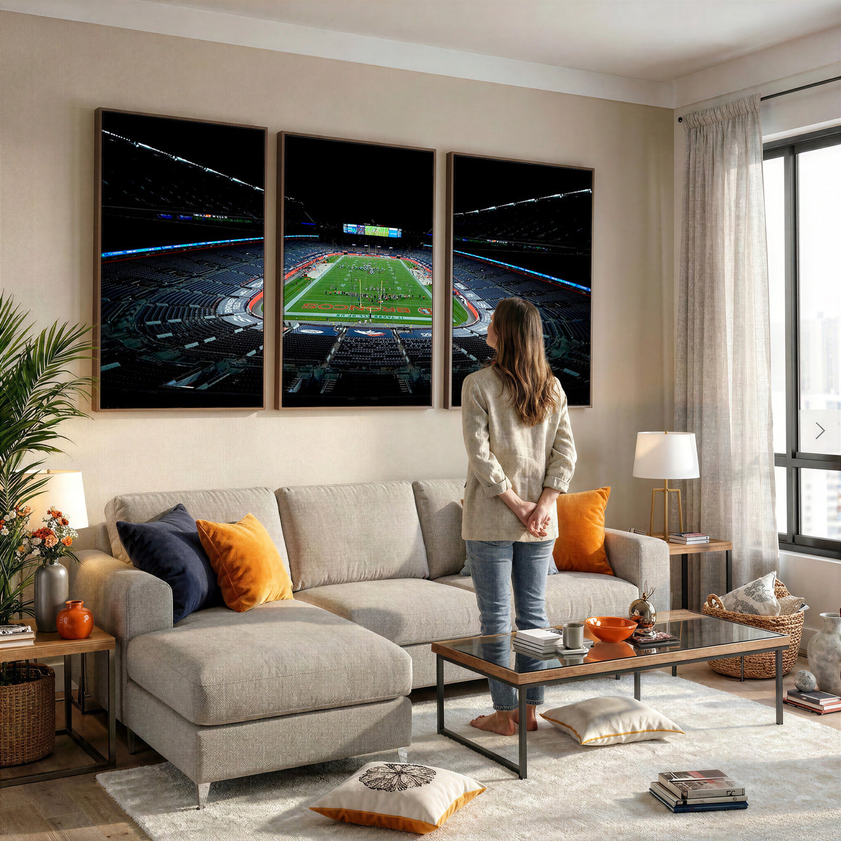 14797-MGV-CV-36X24 - Denver Broncos Football Team Print Canvas- Denver Empower Field at Mile High Stadium Wall Art Canvas