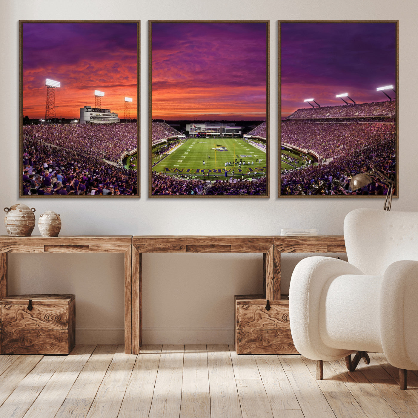 MGV-FC-60X30-3P - East Carolina University Pirates Football Print Canvas- Greenville Dowdy-Ficklen Stadium Wall Art