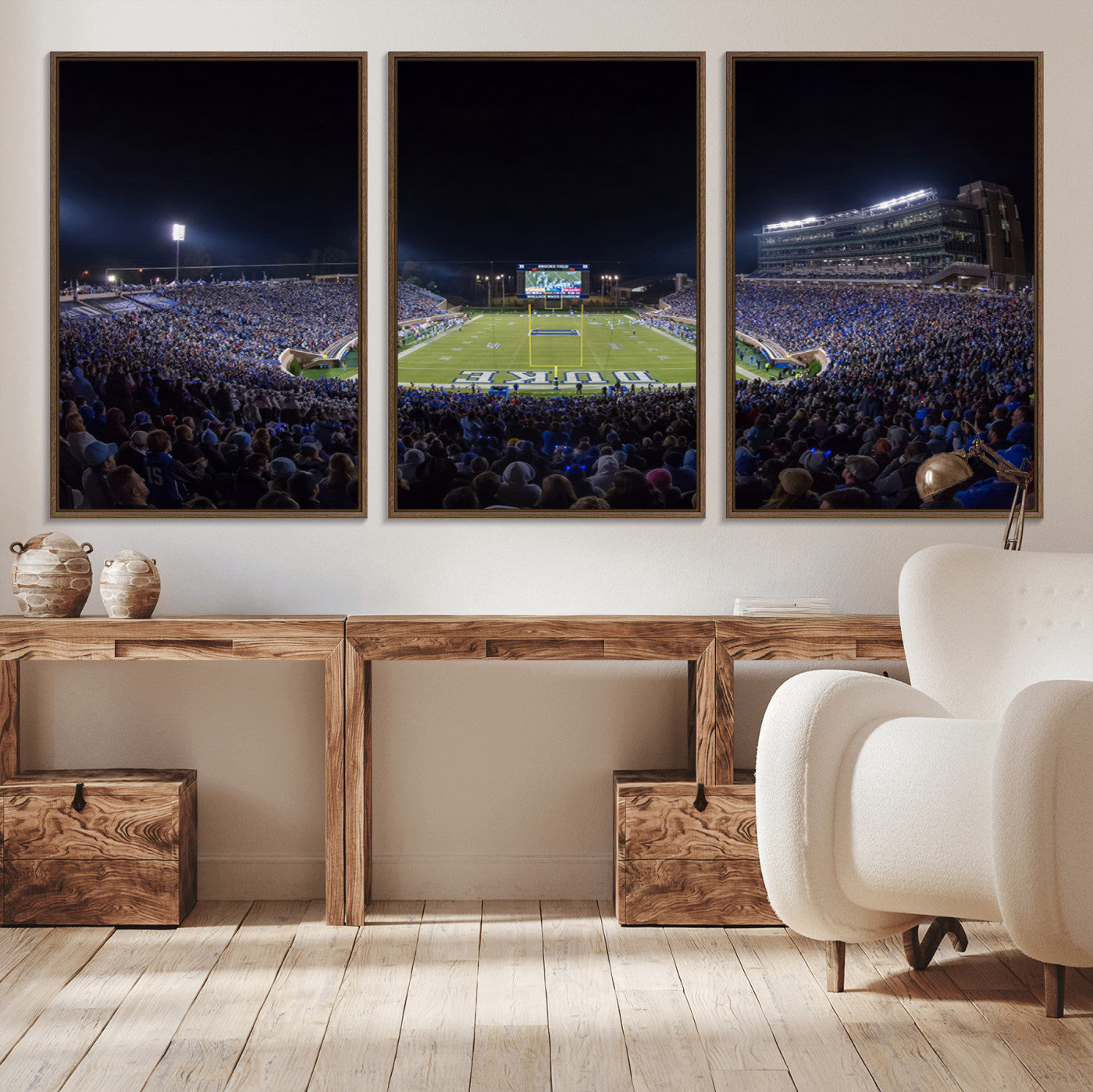 MGV-FC-60X30-3P - Duke University Blue Devils Football Team Print - Durham Wallace Wade Stadium Wall Art Canvas Print