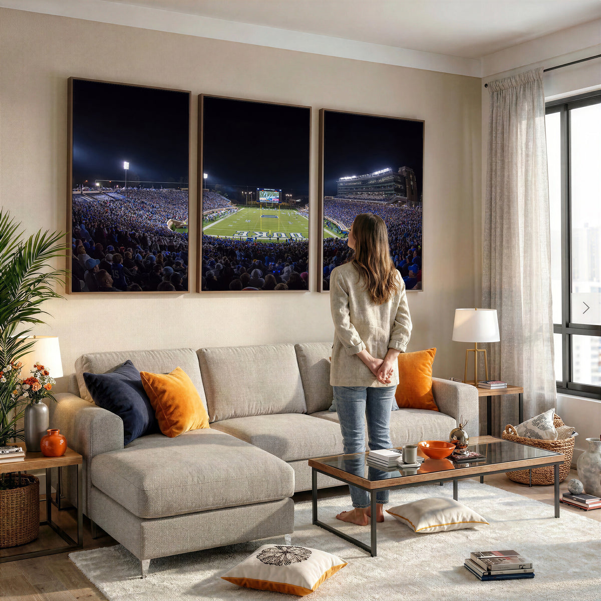 21070-MGV-CV-36X24 - Duke University Blue Devils Football Team Print - Durham Wallace Wade Stadium Wall Art Canvas Print