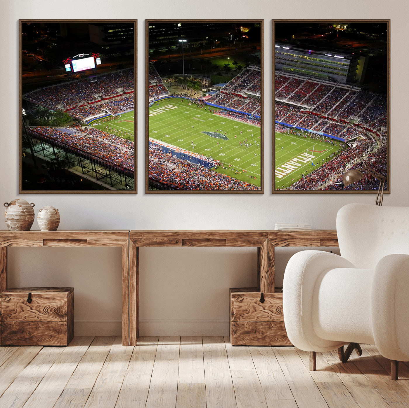 MGV-FC-60X30-3P - Florida Atlantic University Owls Canvas Print, Football Team Print - Boca Raton FAU Stadium Wall Art