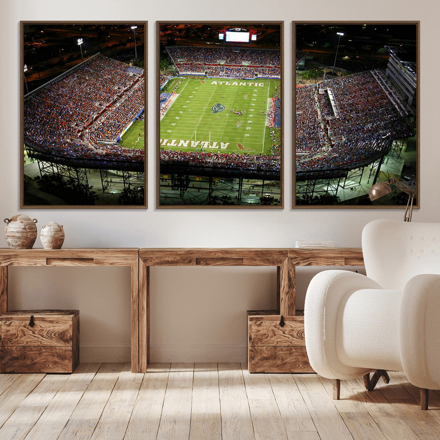 MGV-FC-60X30-3P - Florida Atlantic University Owls Football Team Print - Boca Raton FAU Stadium Wall Art Canvas Print