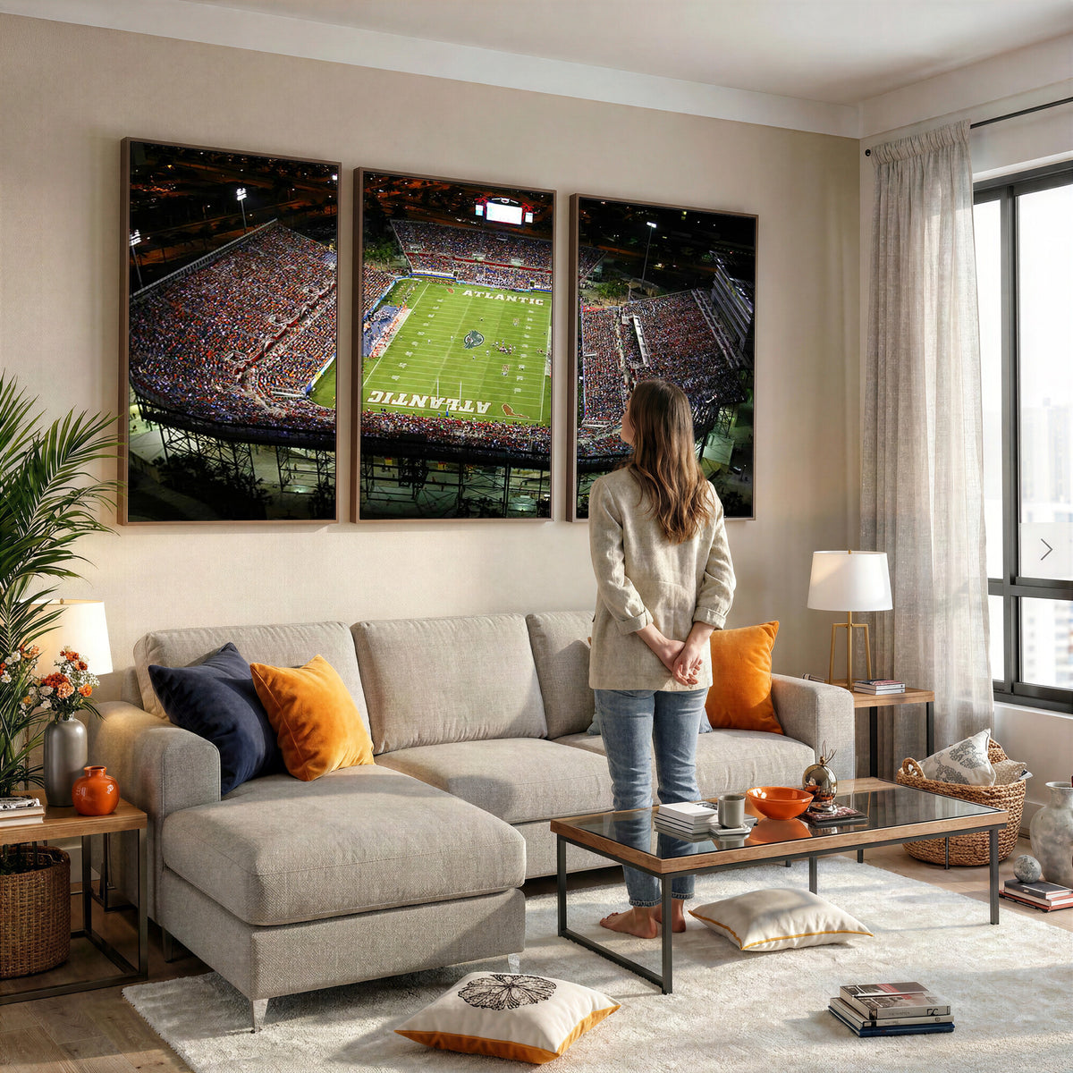 72354-MGV-CV-36X24 - Florida Atlantic University Owls Football Team Print - Boca Raton FAU Stadium Wall Art Canvas Print