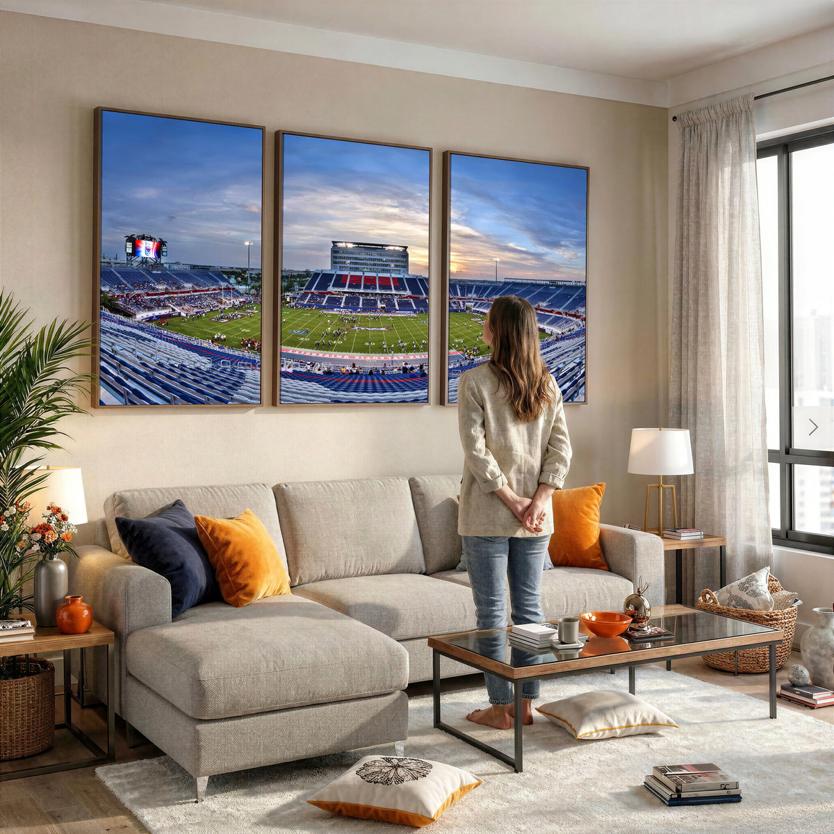 69559-MGV-CV-36X24 - Florida Atlantic University Owls Football Team Print - Boca Raton FAU Stadium Wall Art Canvas Print