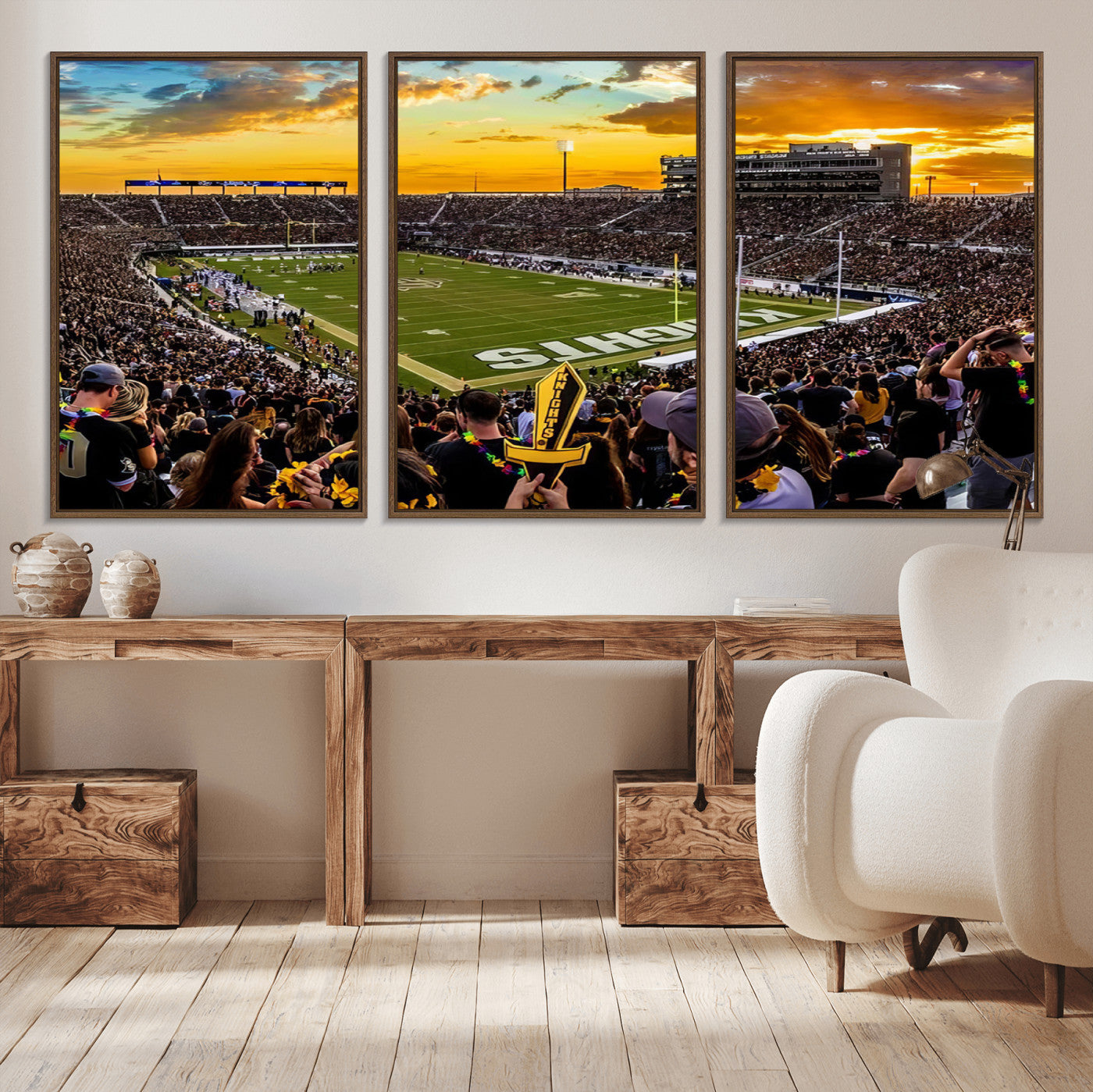 66803-MGV-CV-36X24-UCF Knights Football Team Print - Orlando FBC Mortgage Stadium, UCF Knights Wall Art Canvas Print