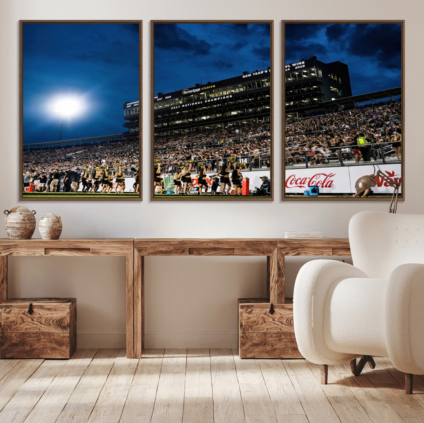 MGV-FC-60X30-3P - UCF Knights Football Team Print - Orlando FBC Mortgage Stadium Wall Art Canvas Print