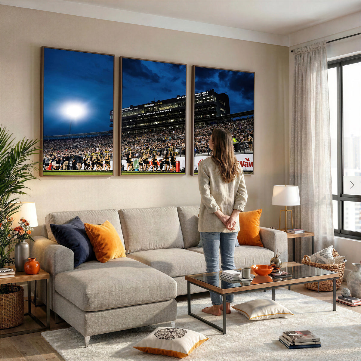 40217-MGV-CV-36X24 - UCF Knights Football Team Print - Orlando FBC Mortgage Stadium Wall Art Canvas Print