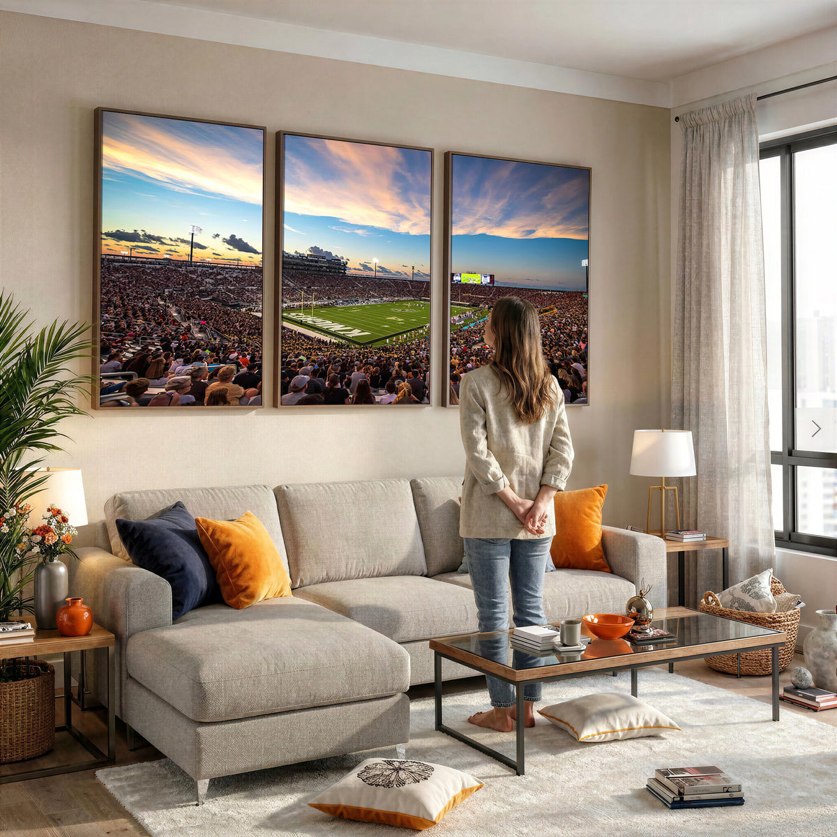 50243-MGV-CV-36X24 - UCF Knights Football Team Print - Orlando FBC Mortgage Stadium Wall Art Canvas Print