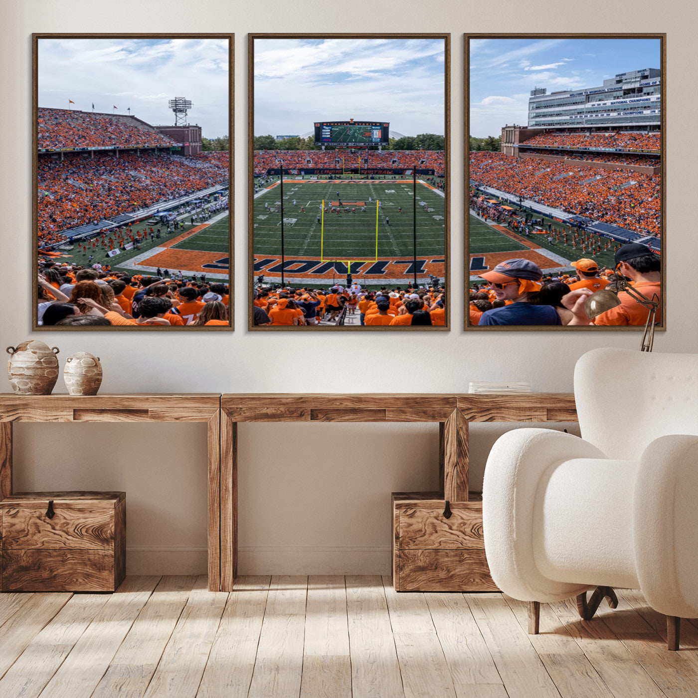 MGV-FC-60X30-3P - University of Illinois Fighting Illini Football Team Print Canvas - Champaign Illinois Memorial