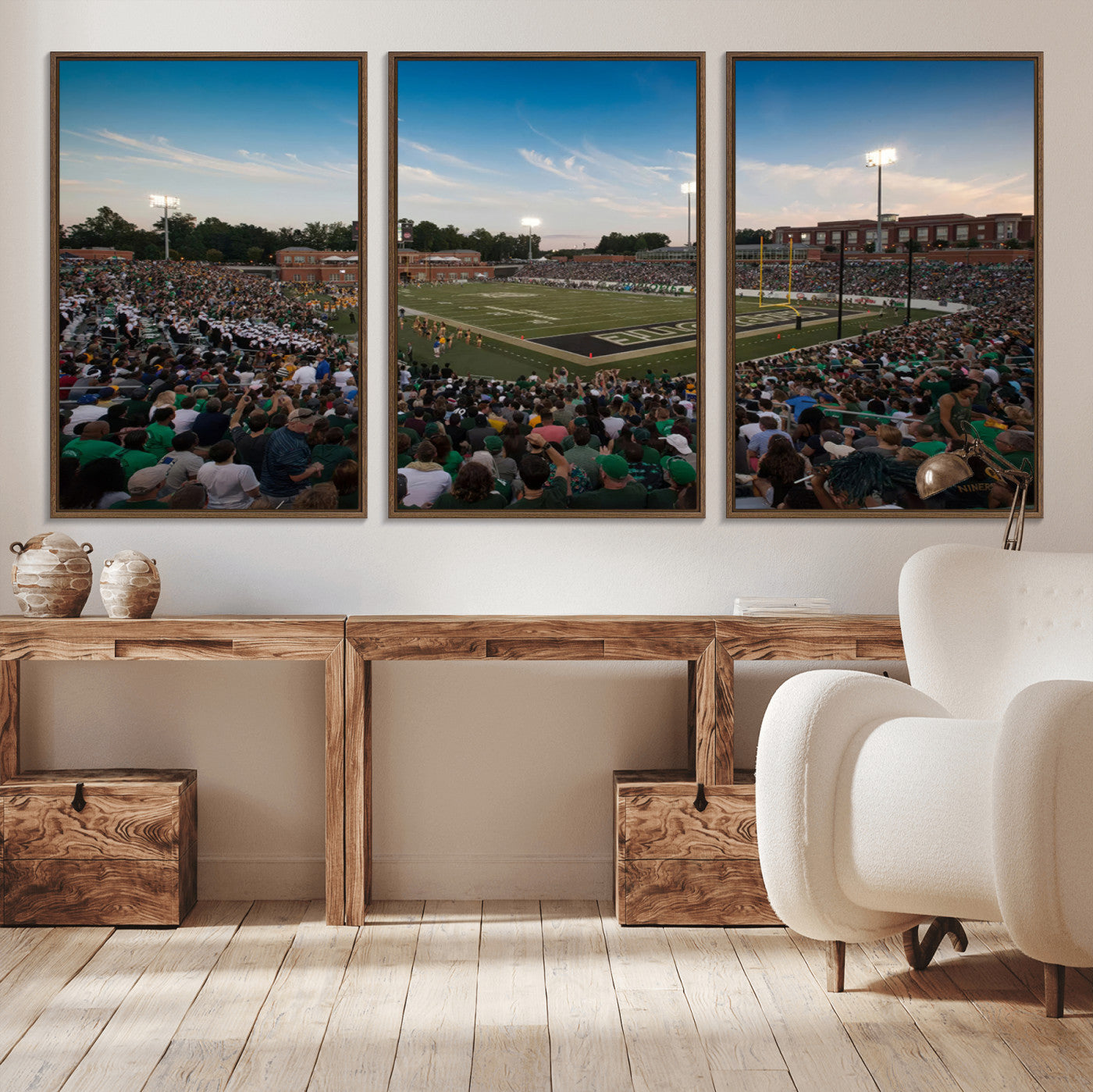 MGV-FC-60X30-3P - University of Charlotte 49ers Football Team Print - Charlotte Jerry Richardson Stadium Wall Art
